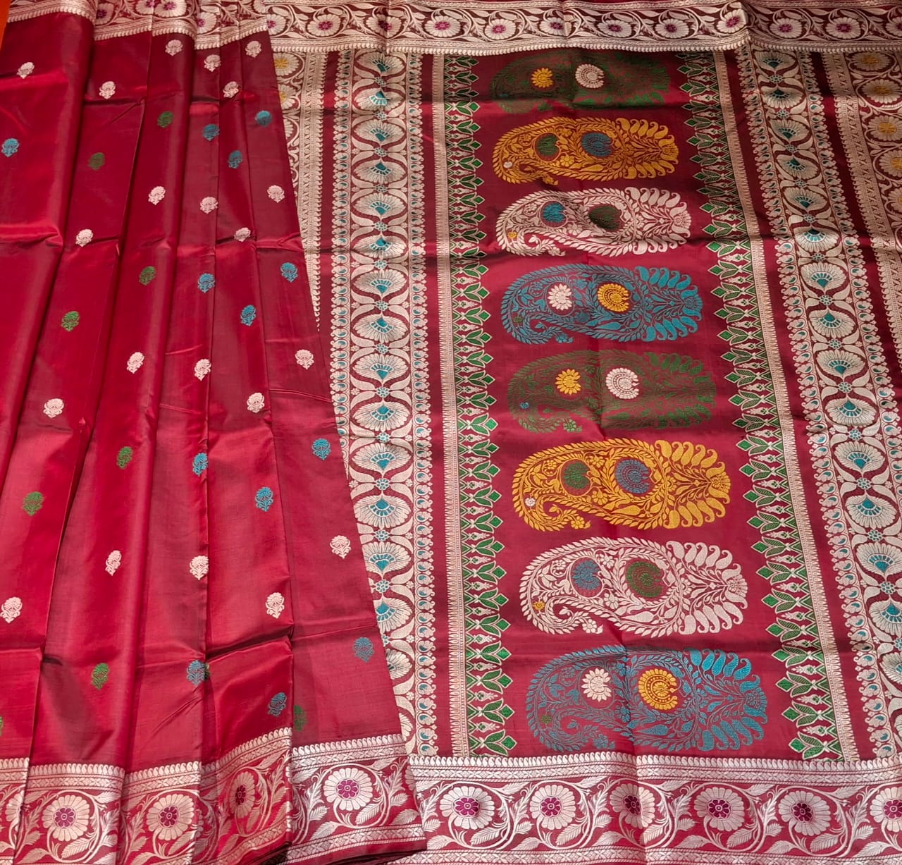 Revival Baluchari  Color Maroonish red