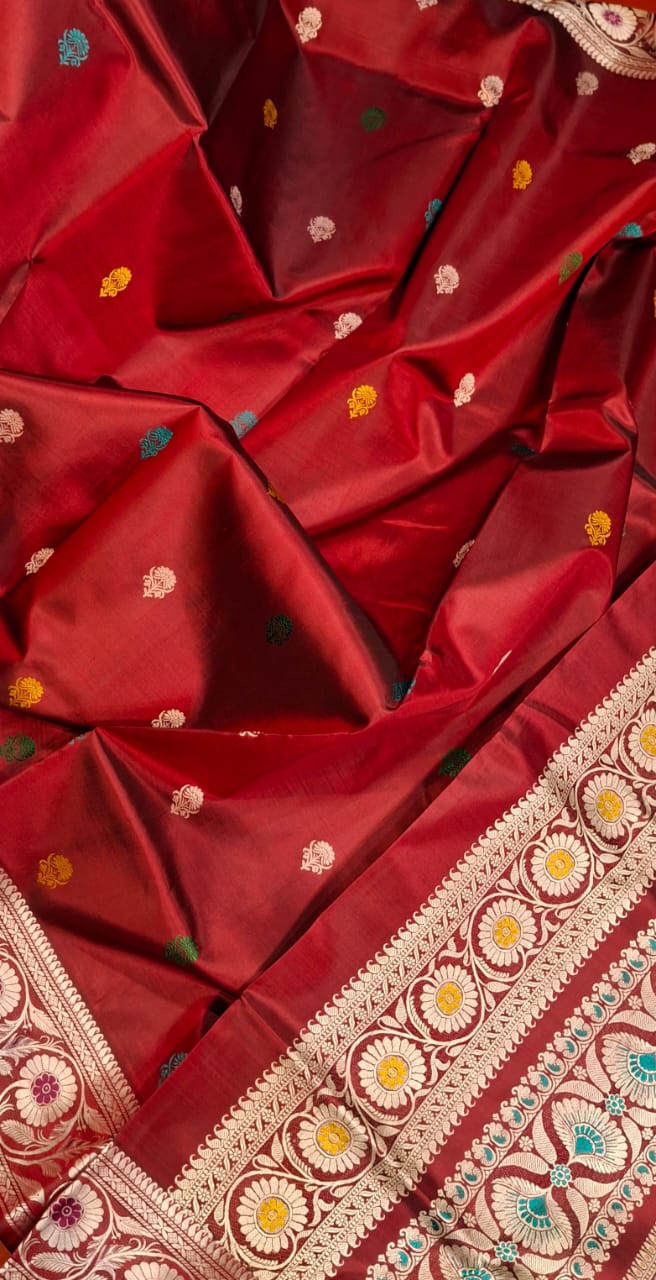Revival Baluchari  Color Maroonish red