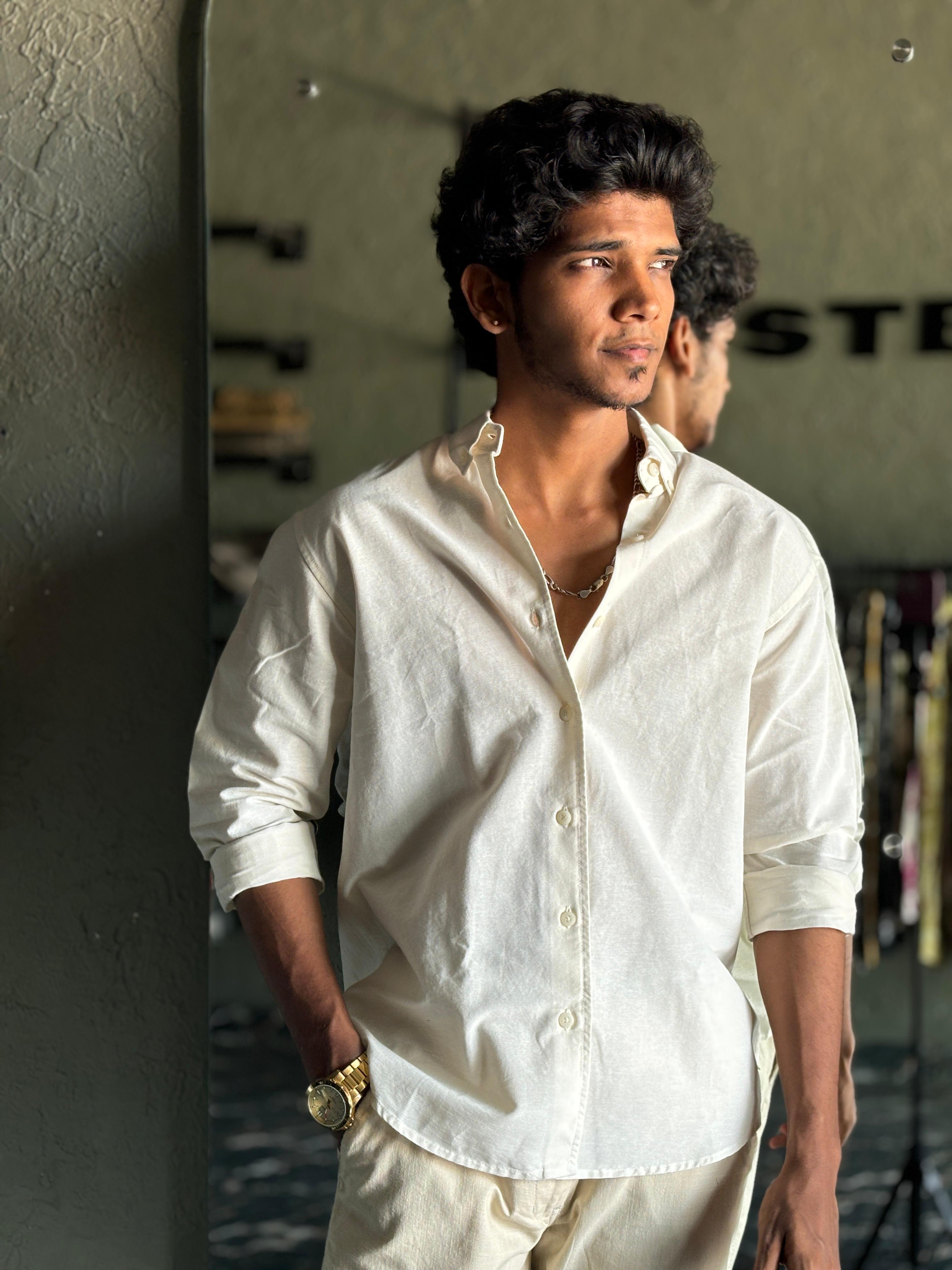 Cream solid shirt Cream solid shirt