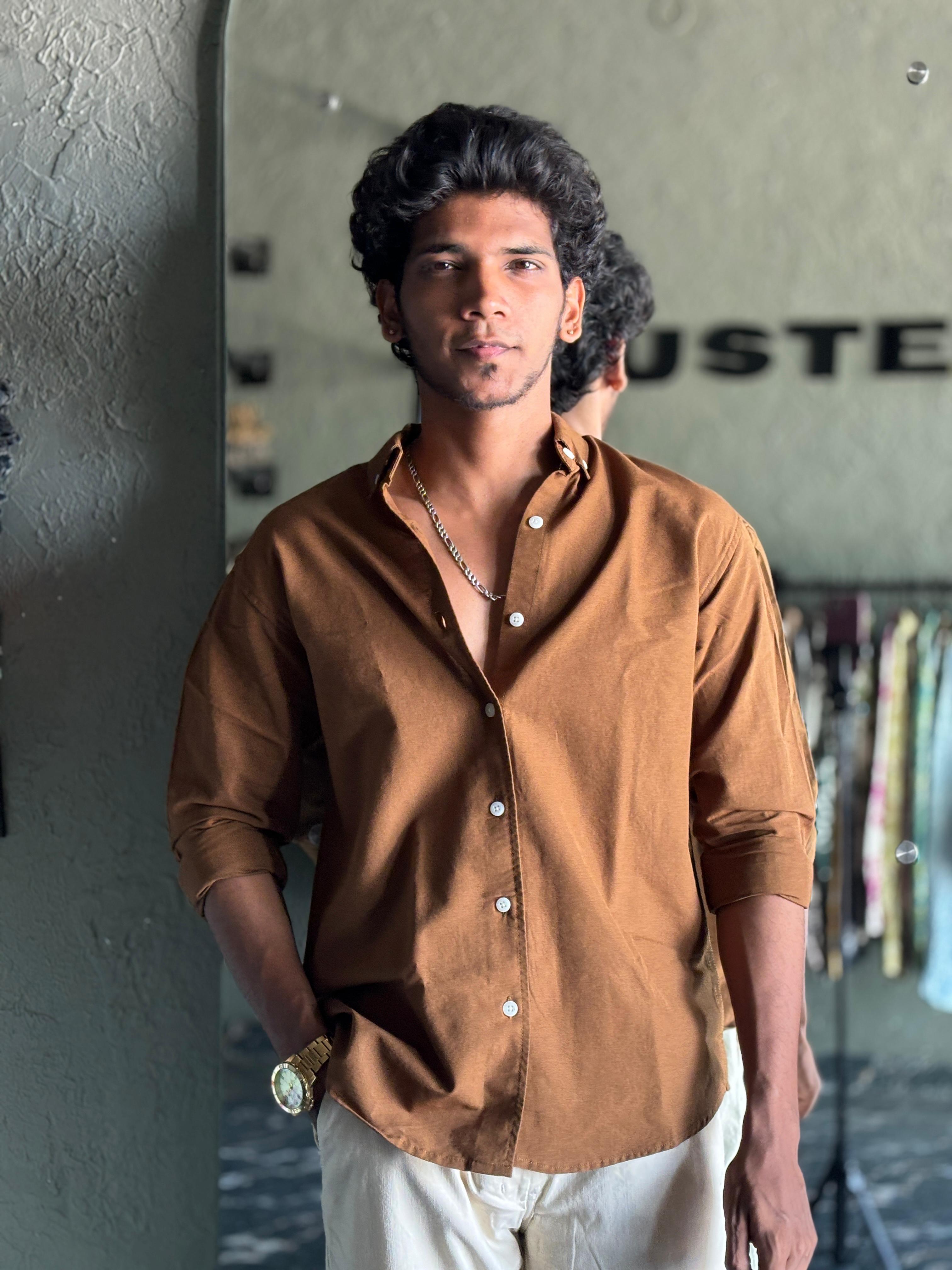 Tan solid shirt Tan solid shirt