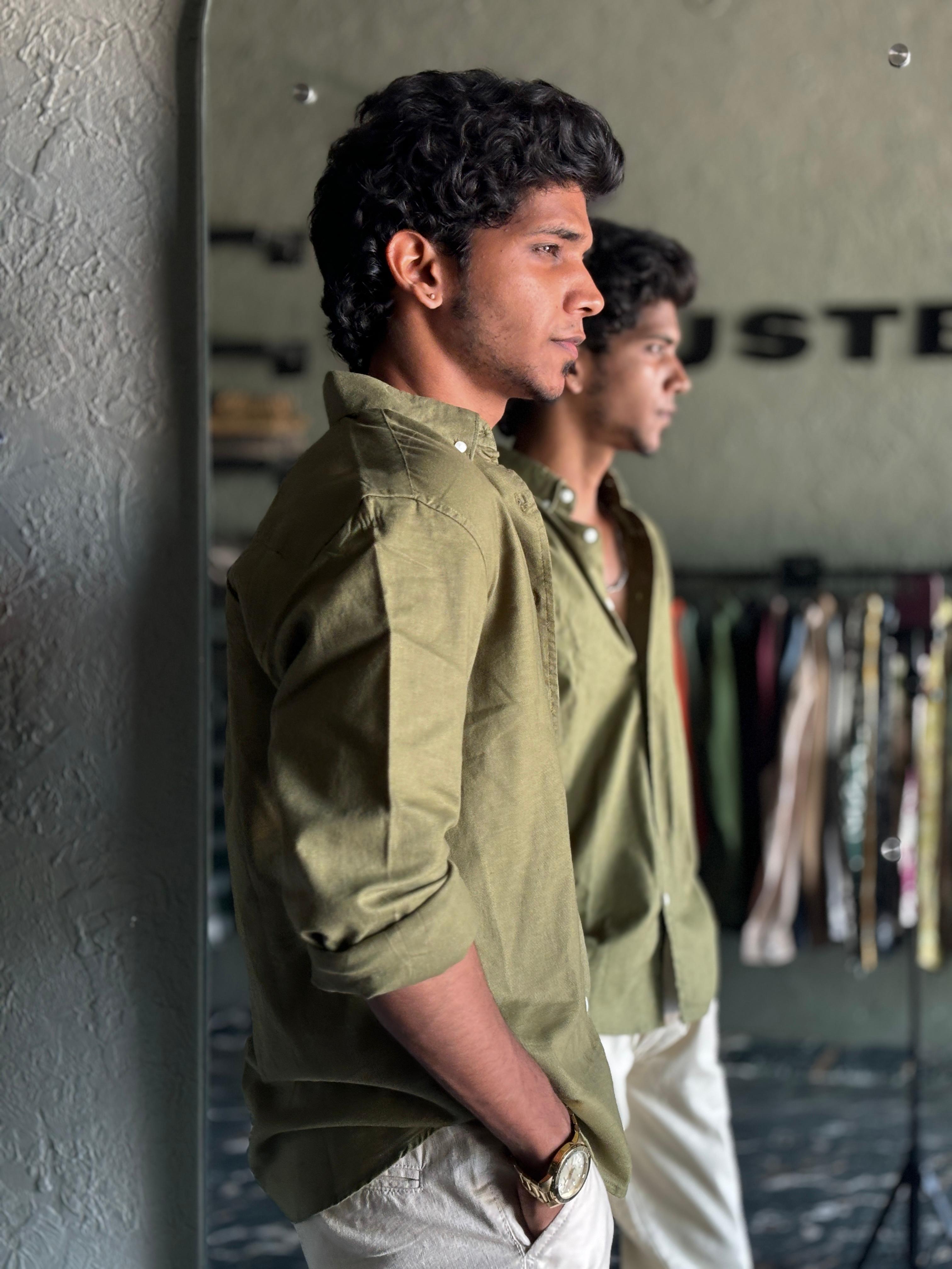 Olive solid shirt Olive solid shirt