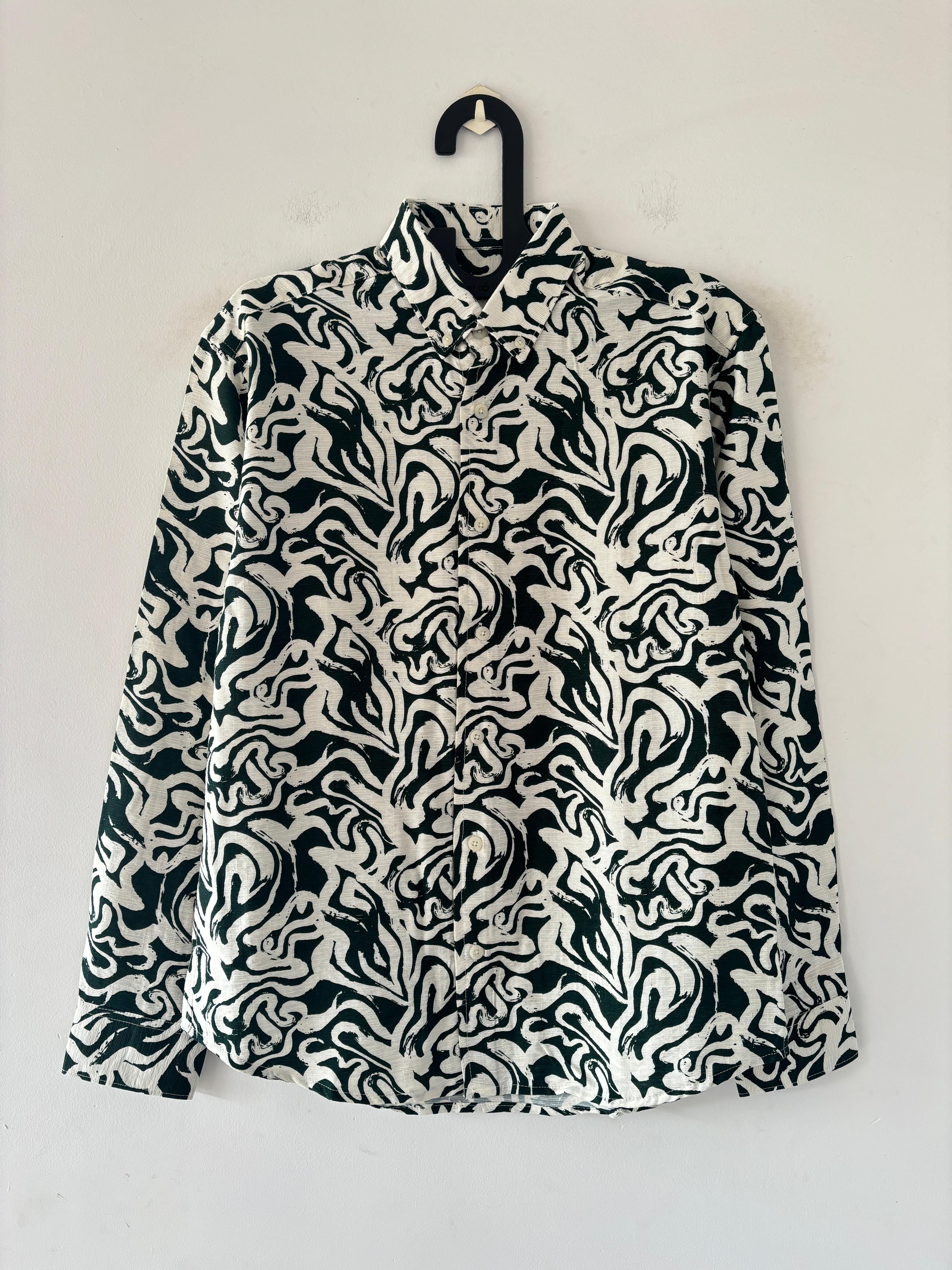 Forest green and white printed shirt Forest green and white printed shirt