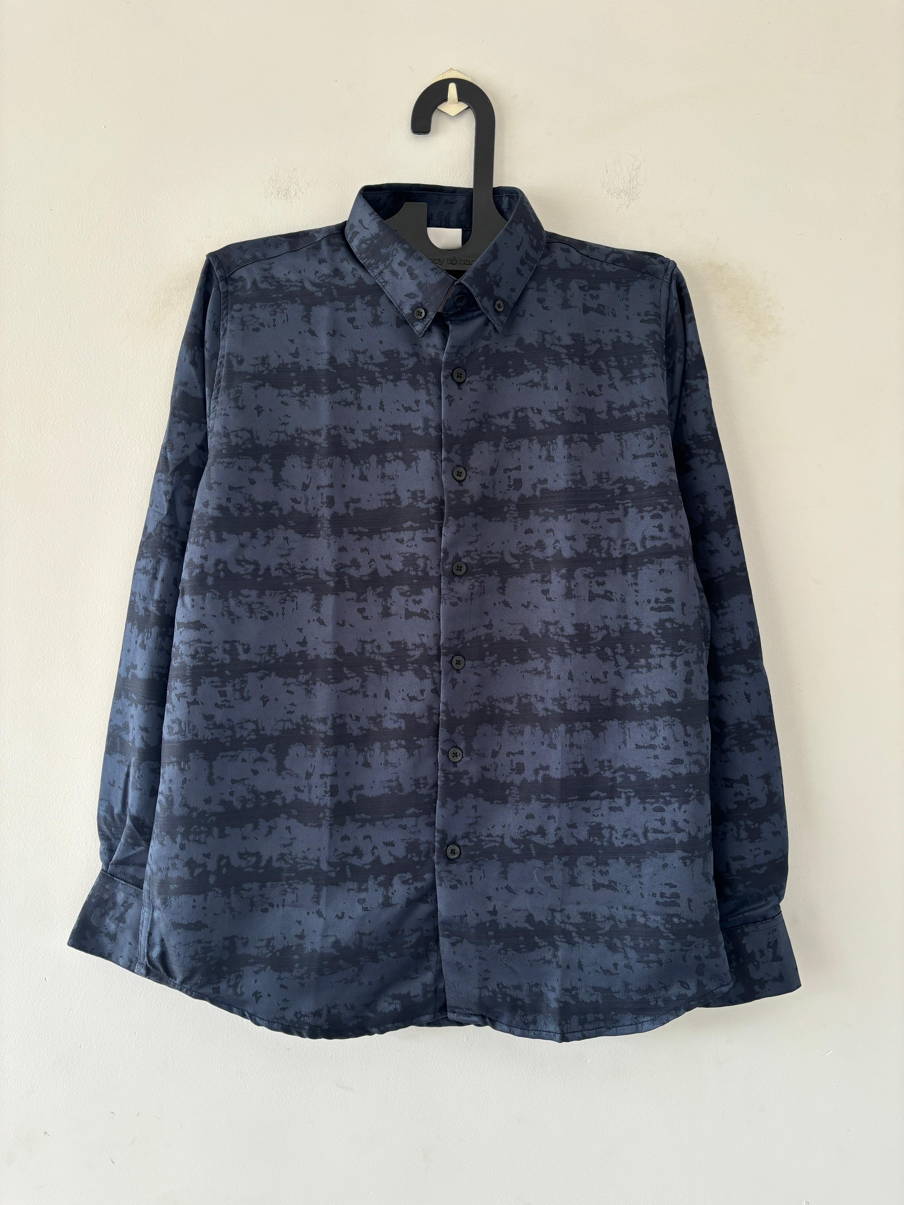 Navy blue Abstract striped designer shirt Navy blue Abstract striped designer shirt
