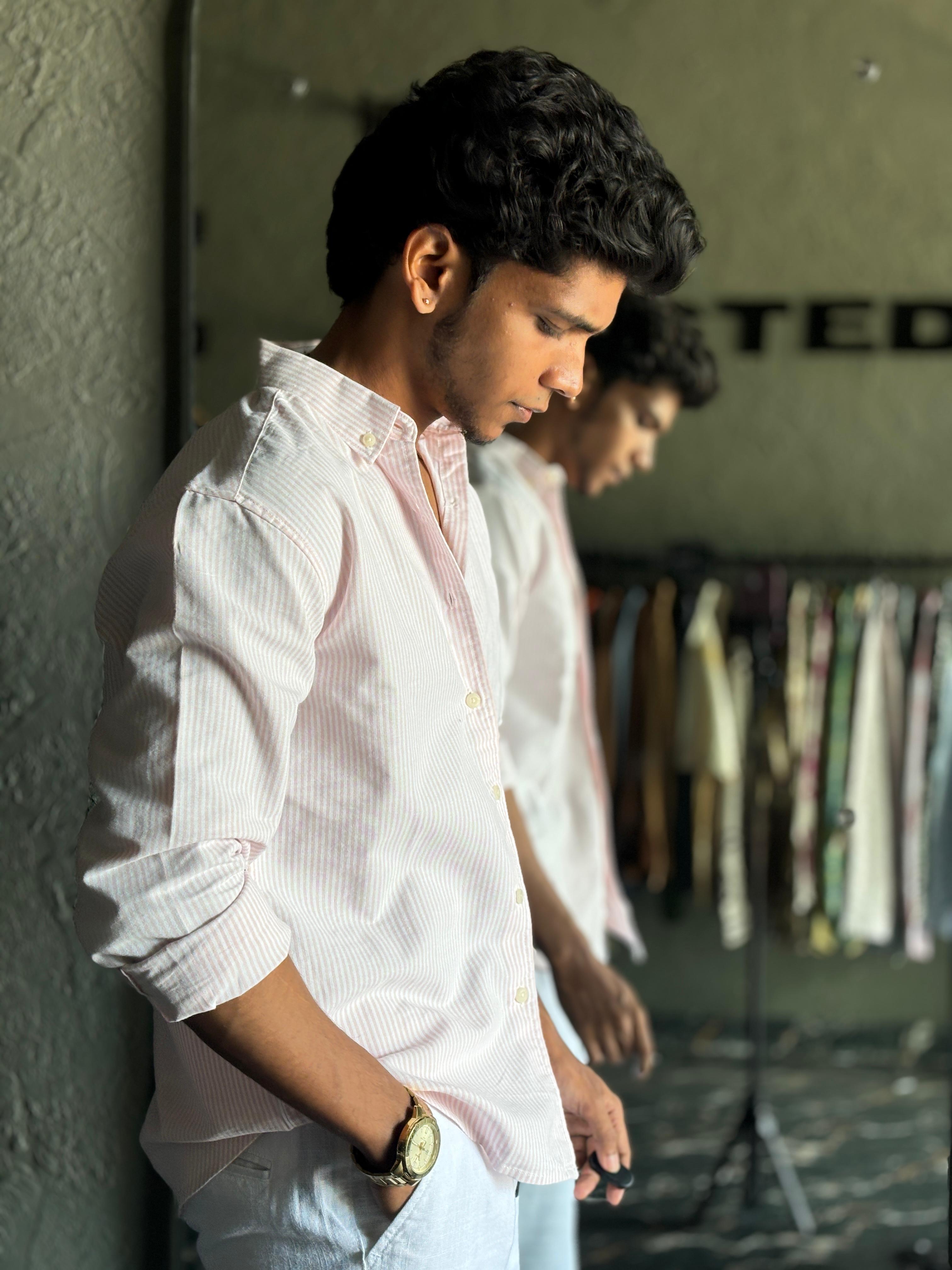 Soft Pink old money stripes shirt Soft Pink old money stripes shirt