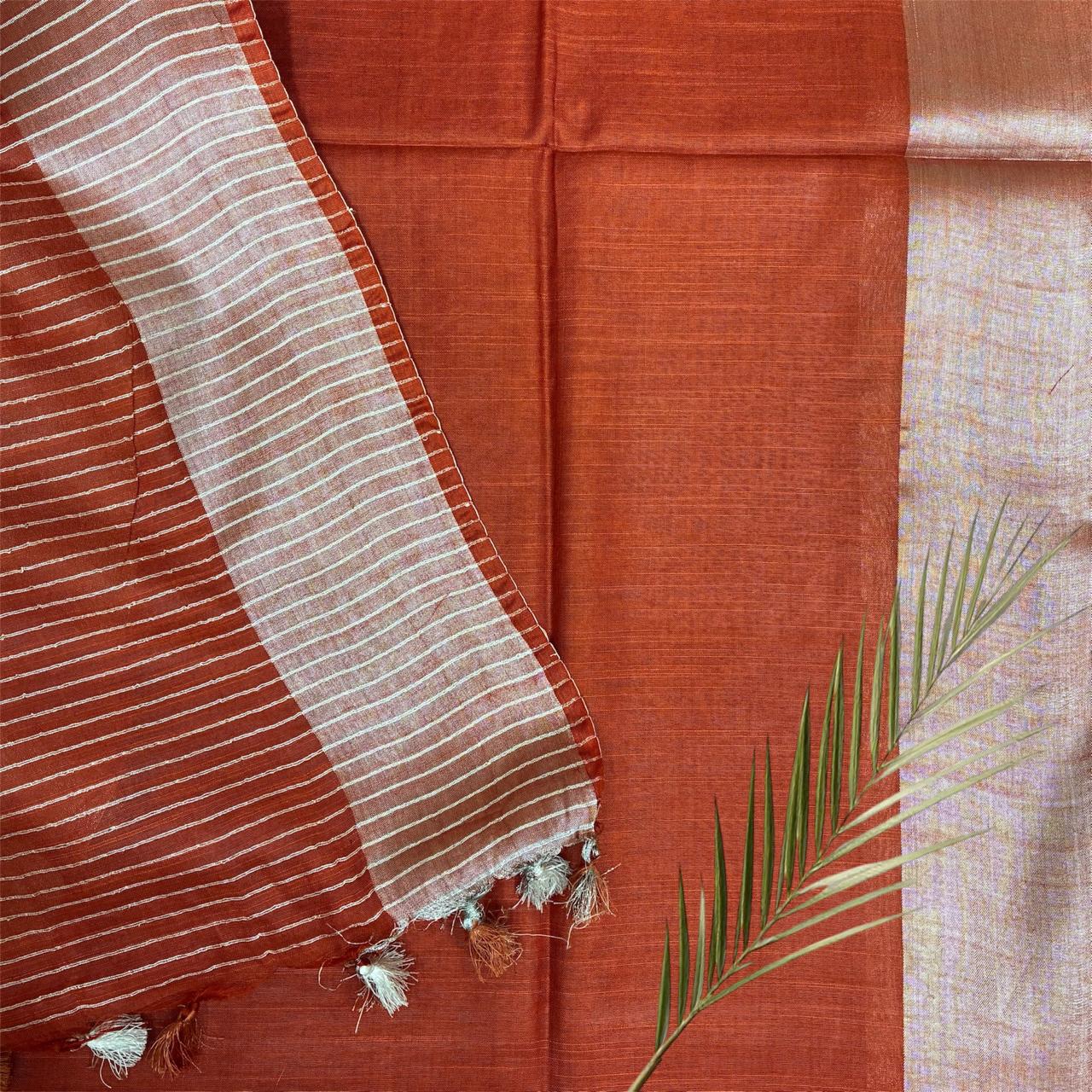 Bhagalpuri Silver Border Saree #3