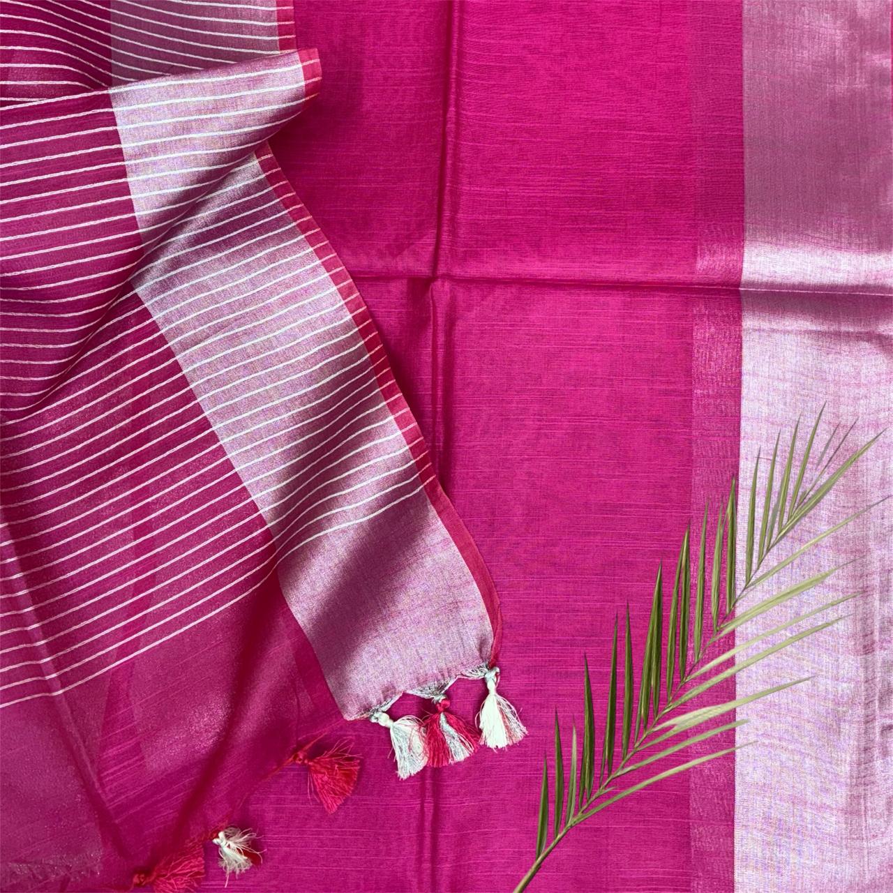 Bhagalpuri Silver Border Saree #4