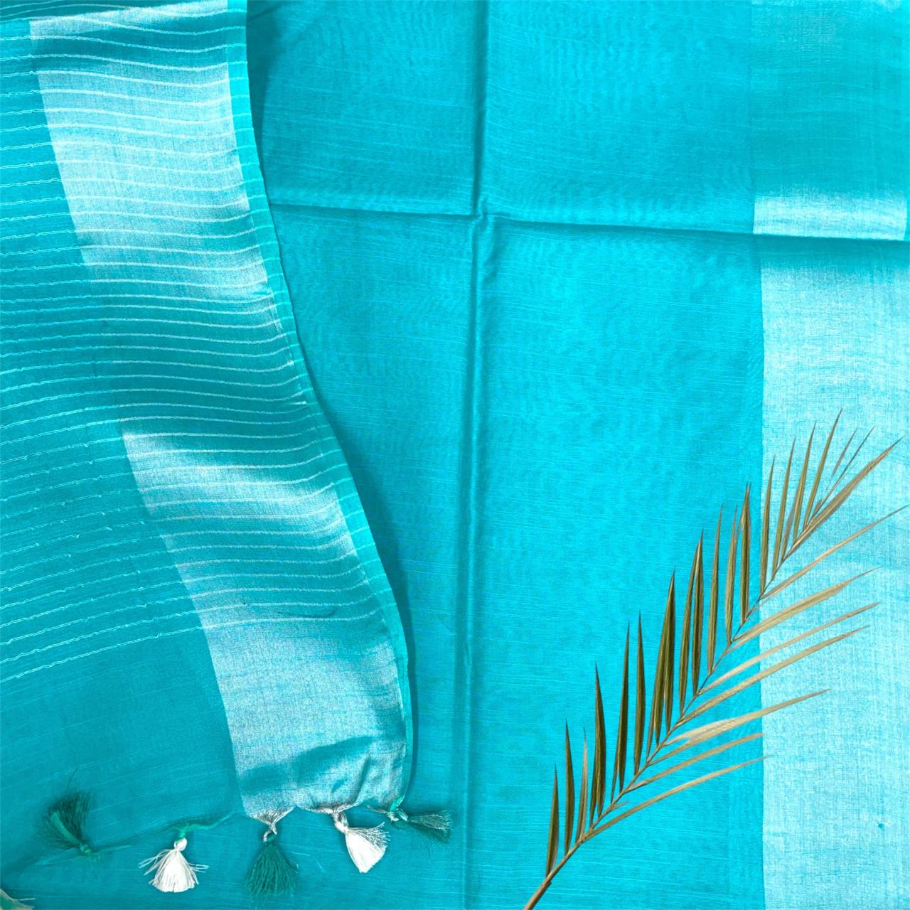 Bhagalpuri Silver Border Saree #7