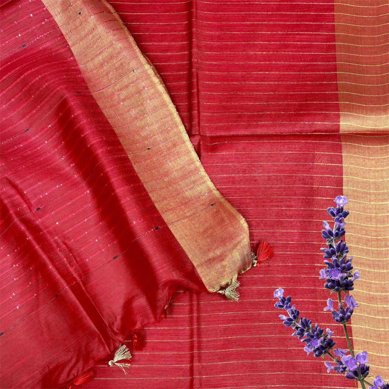 Bhagalpuri Stripes Sequence Pallu Saree #4