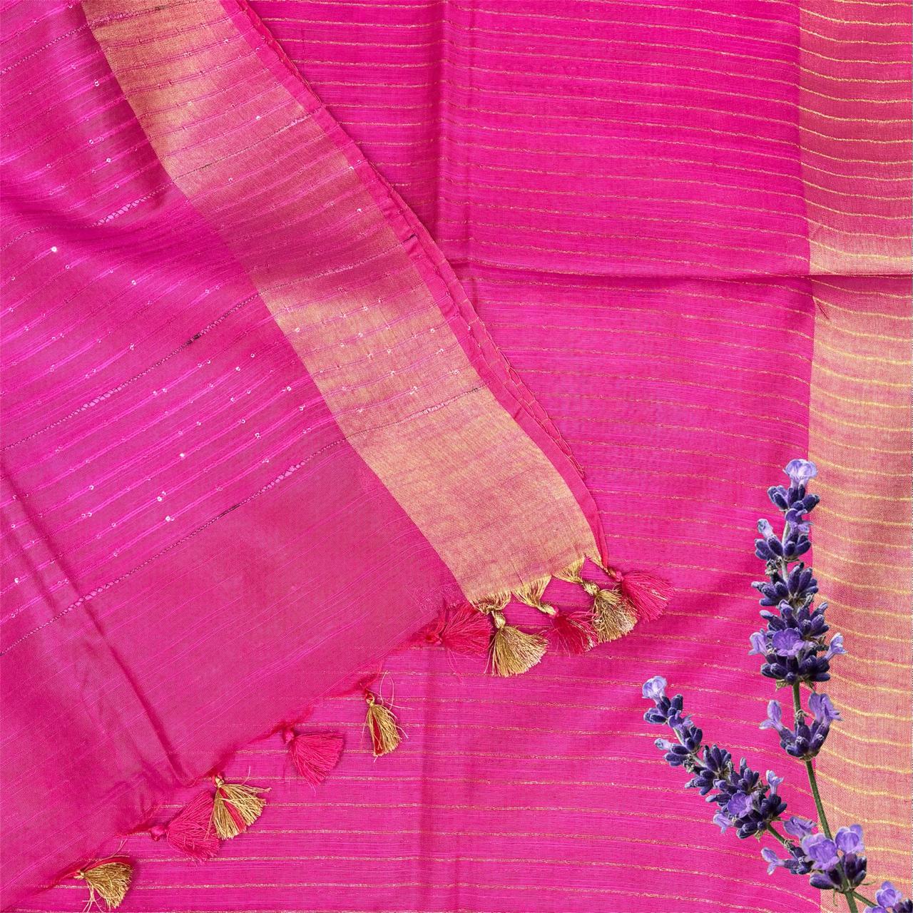 Bhagalpuri Stripes Sequence Pallu Saree #1
