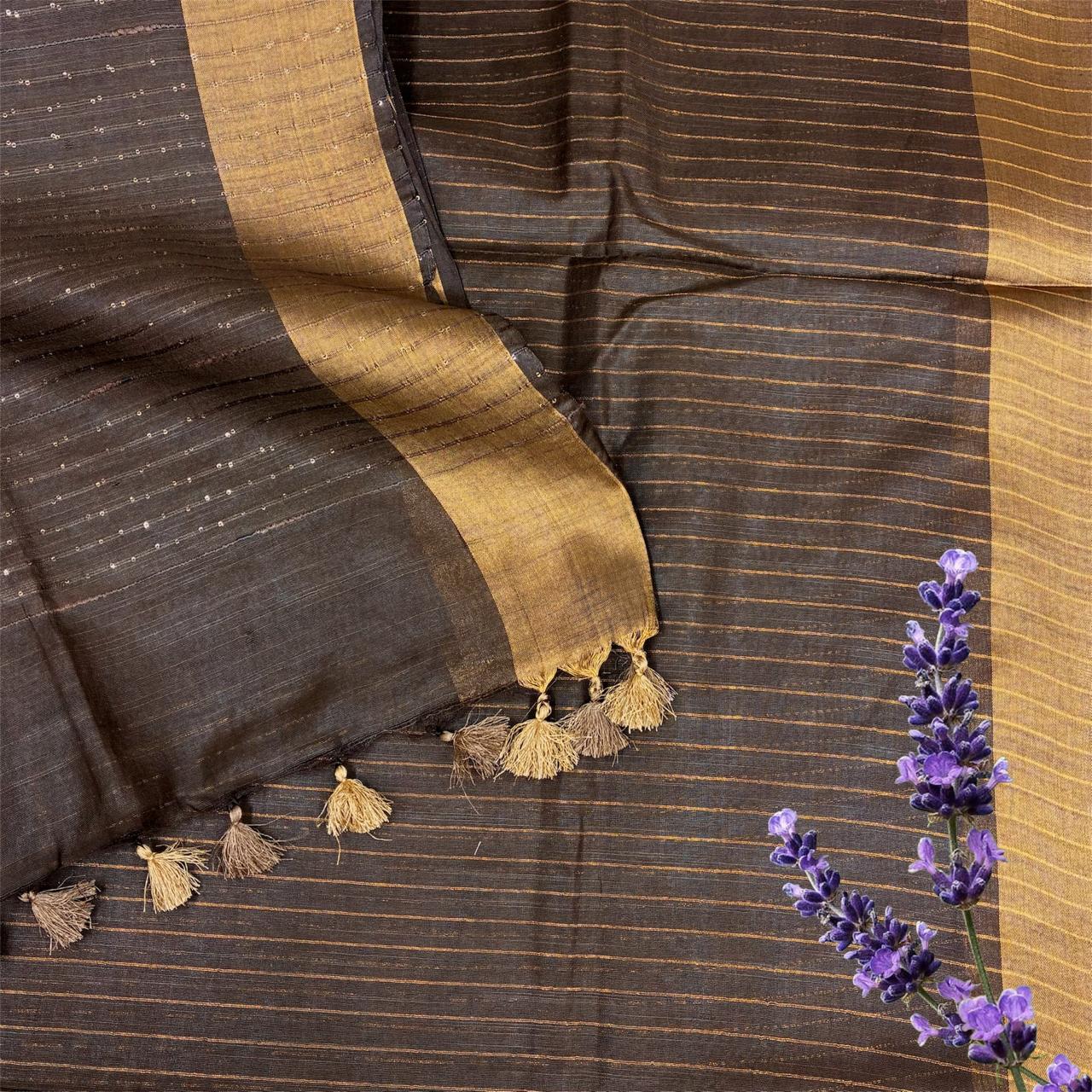 Bhagalpuri Stripes Sequence Pallu Saree #2