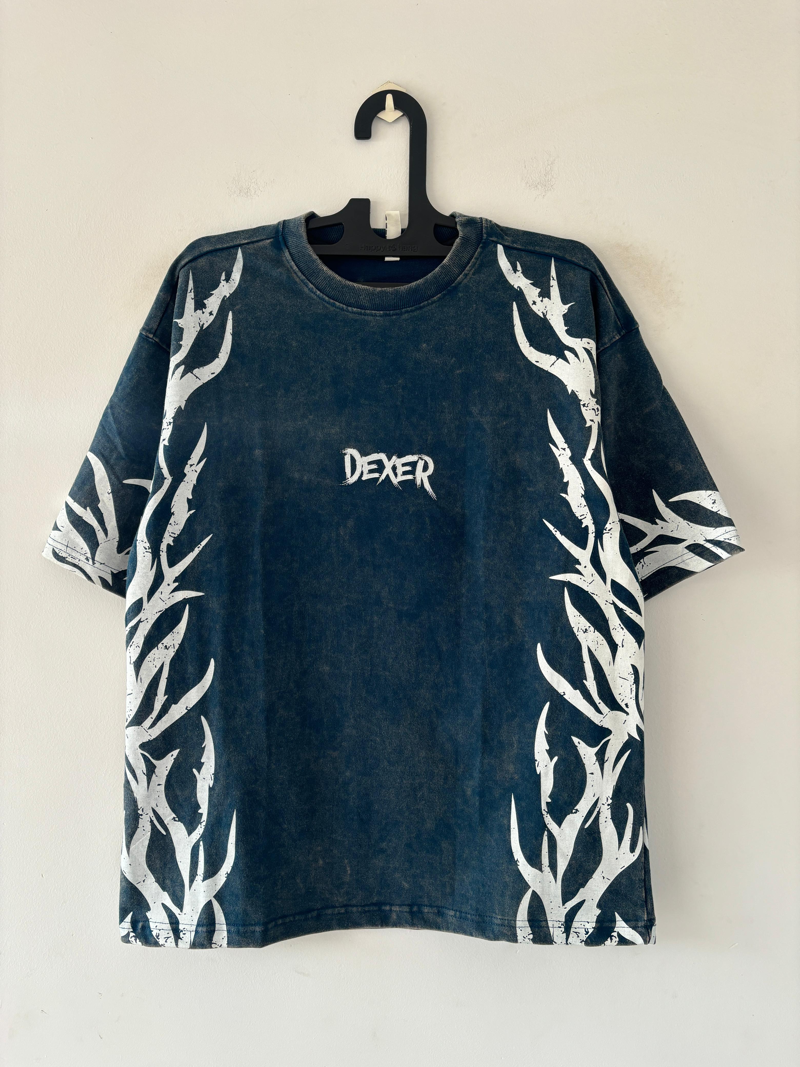 Teal acid-washed Oversized