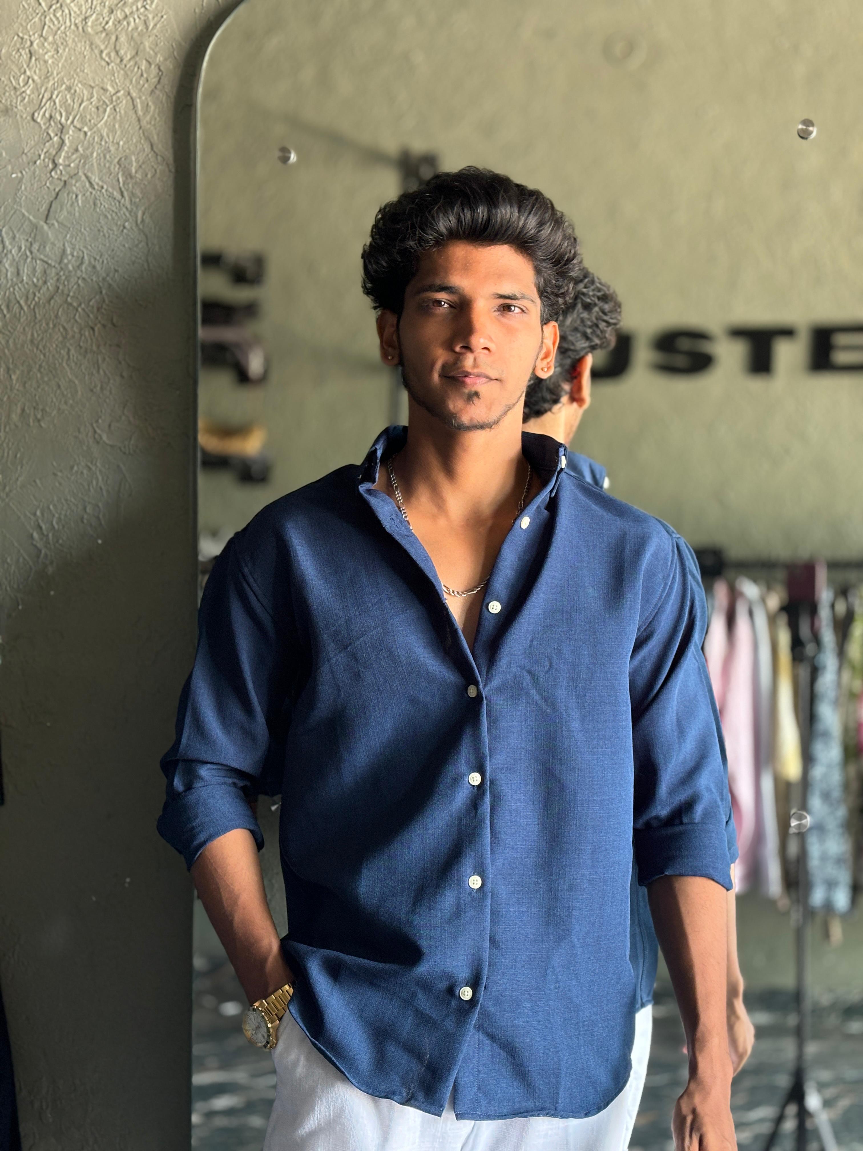Blue Linen blended shirt