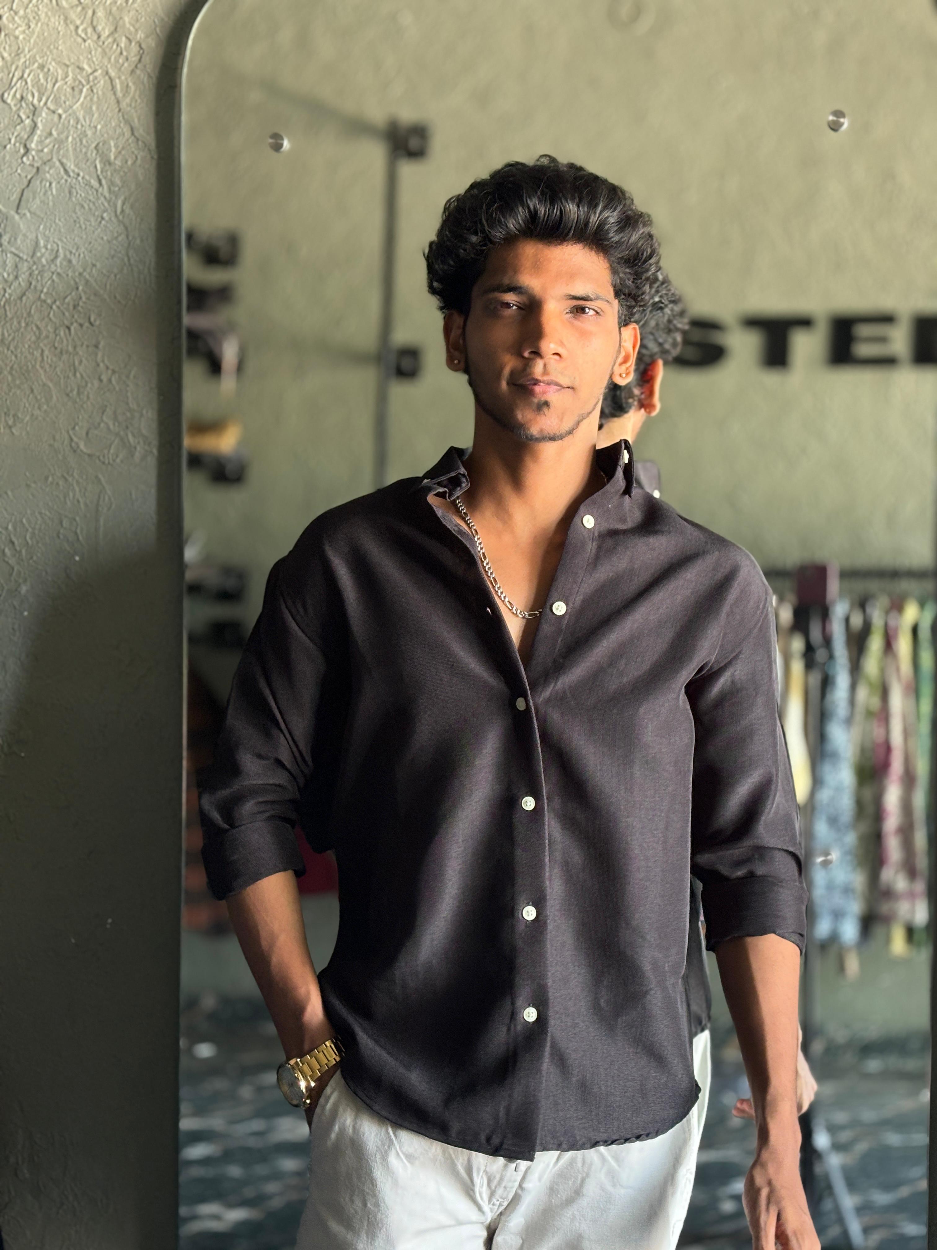 Black Linen blended shirt Black Linen blended shirt