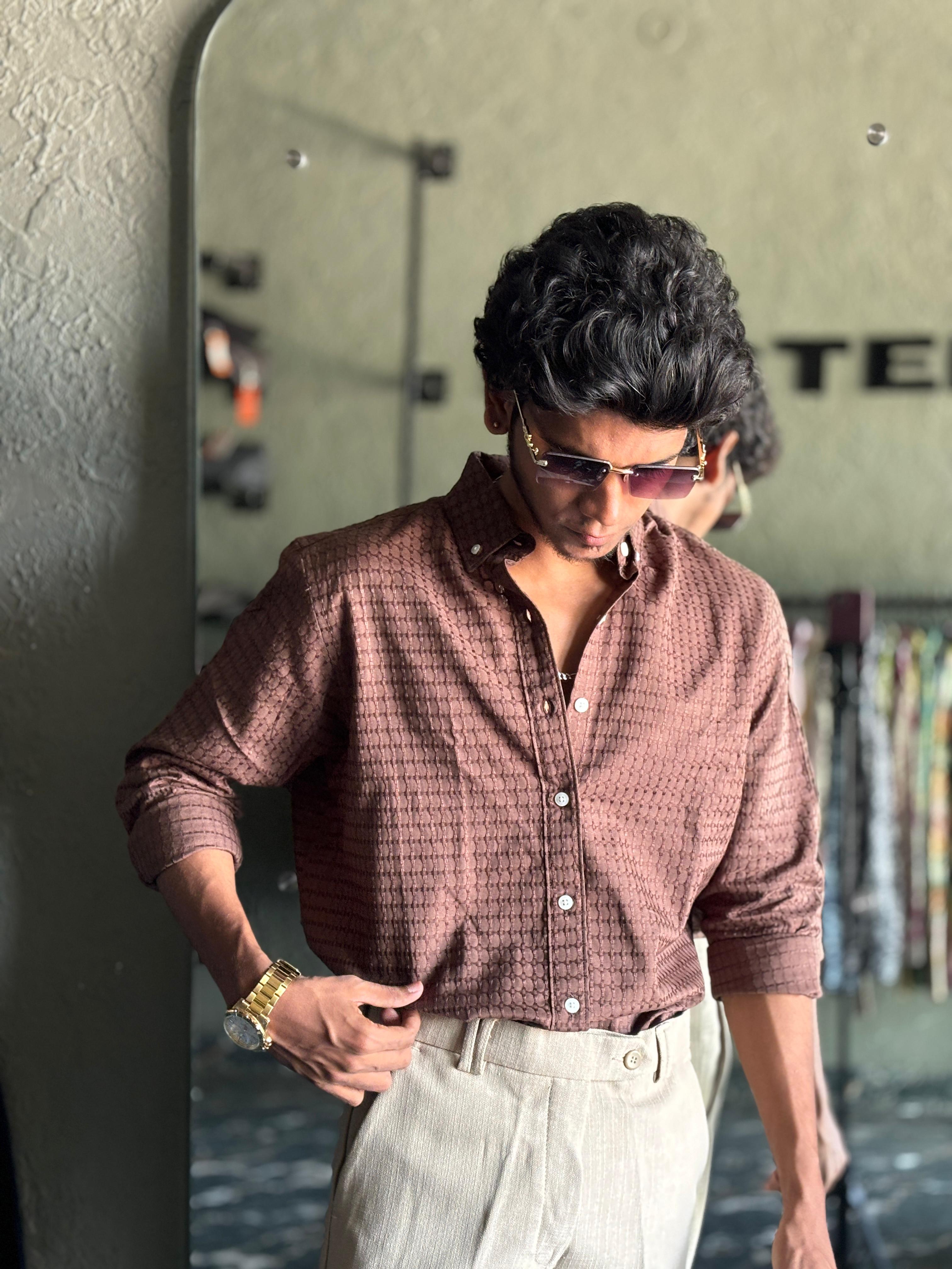 Coffee brown textured shirt Coffee brown textured shirt