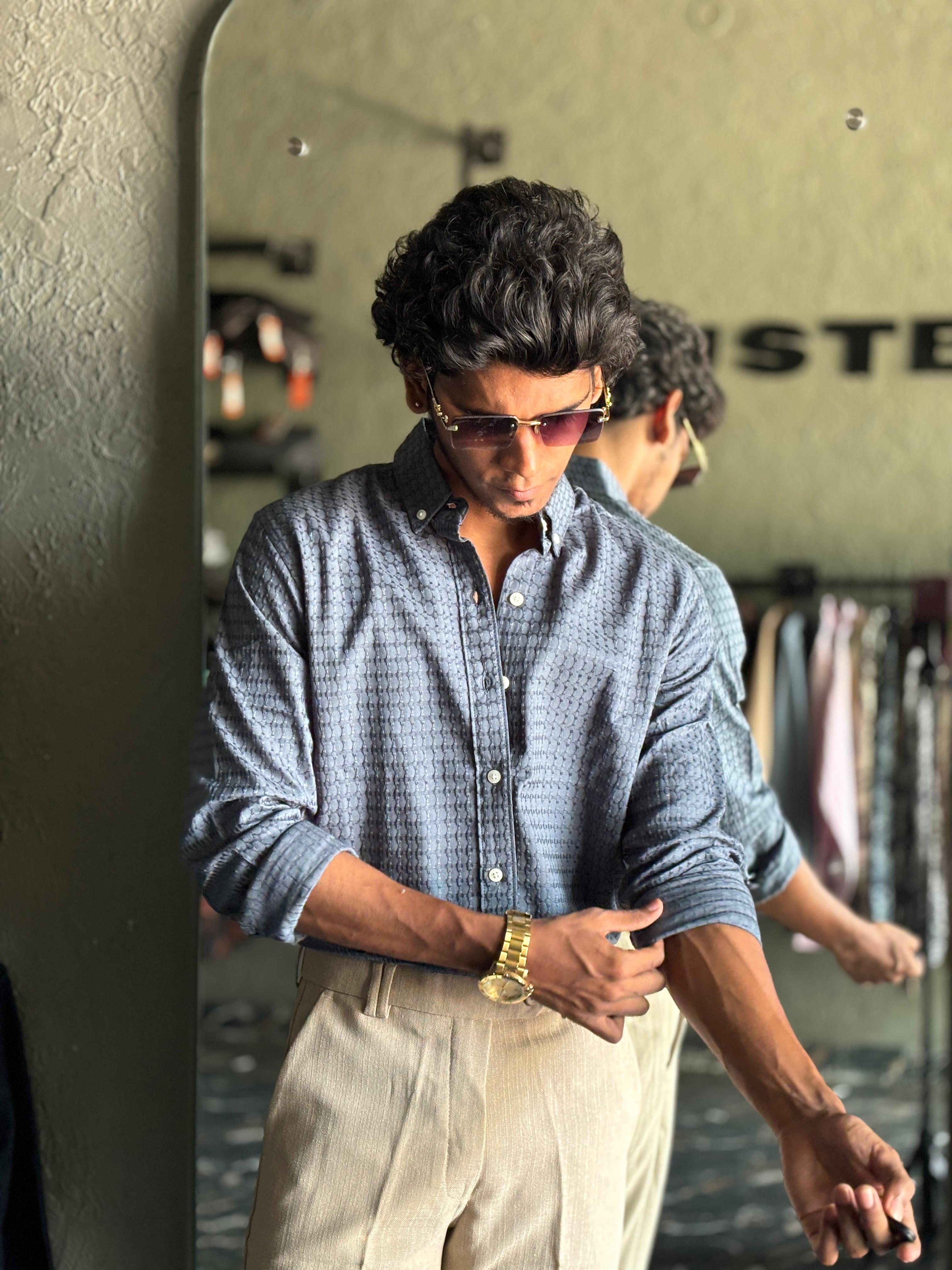 Steel blue textured shirt Steel blue textured shirt