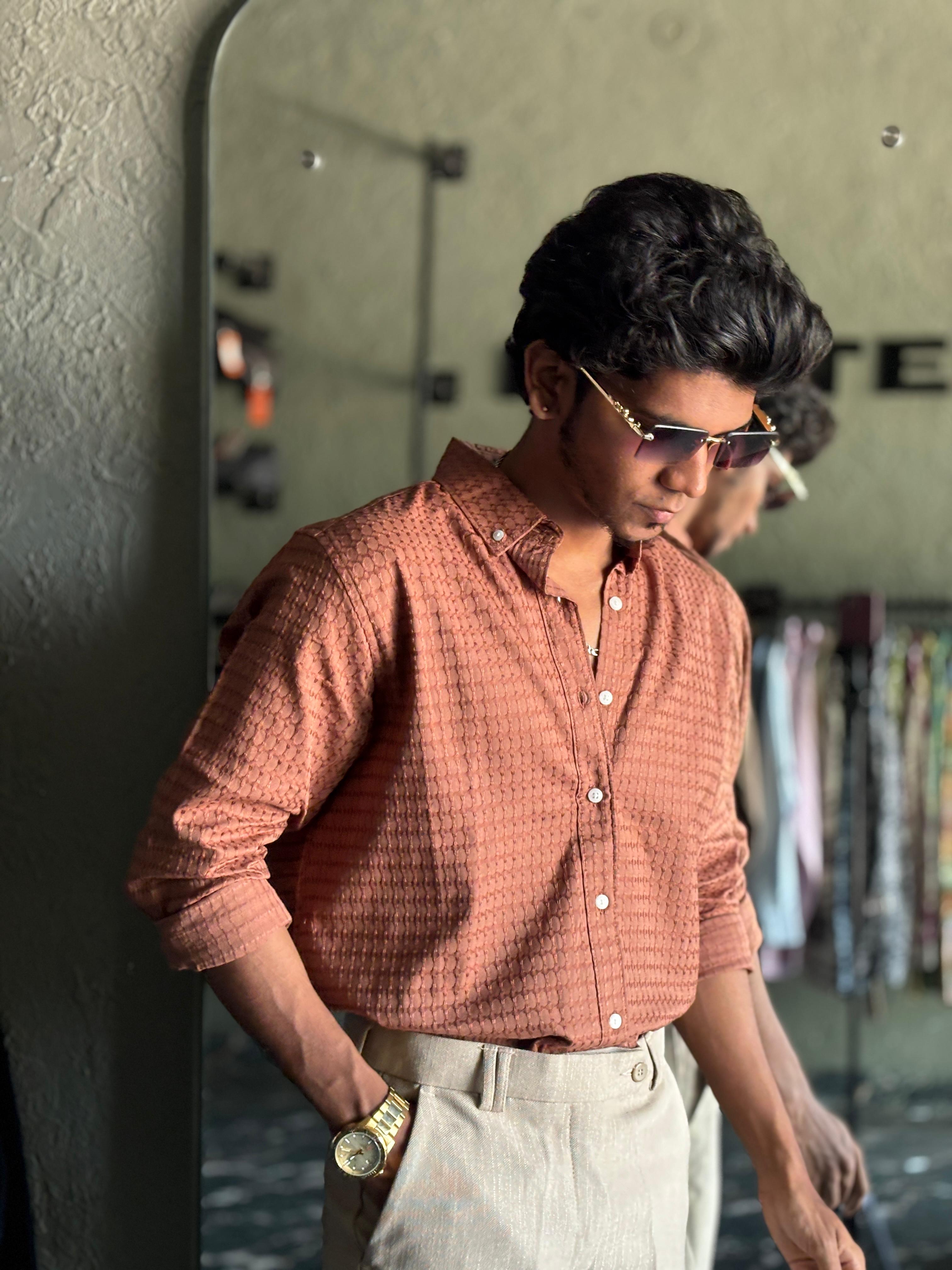 Rusted orange textured shirt Rusted orange textured shirt