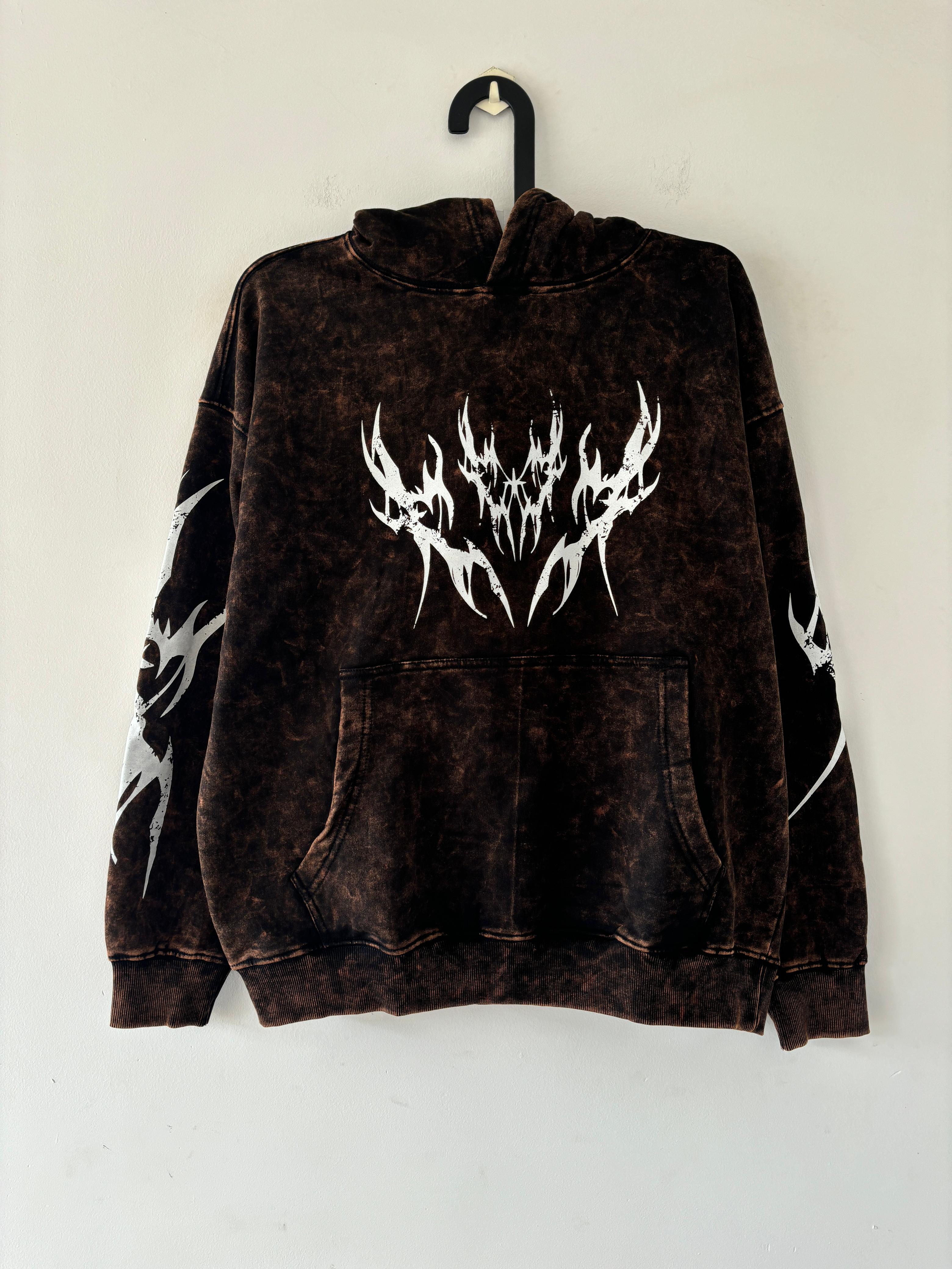 Brown acid-wash hoodie