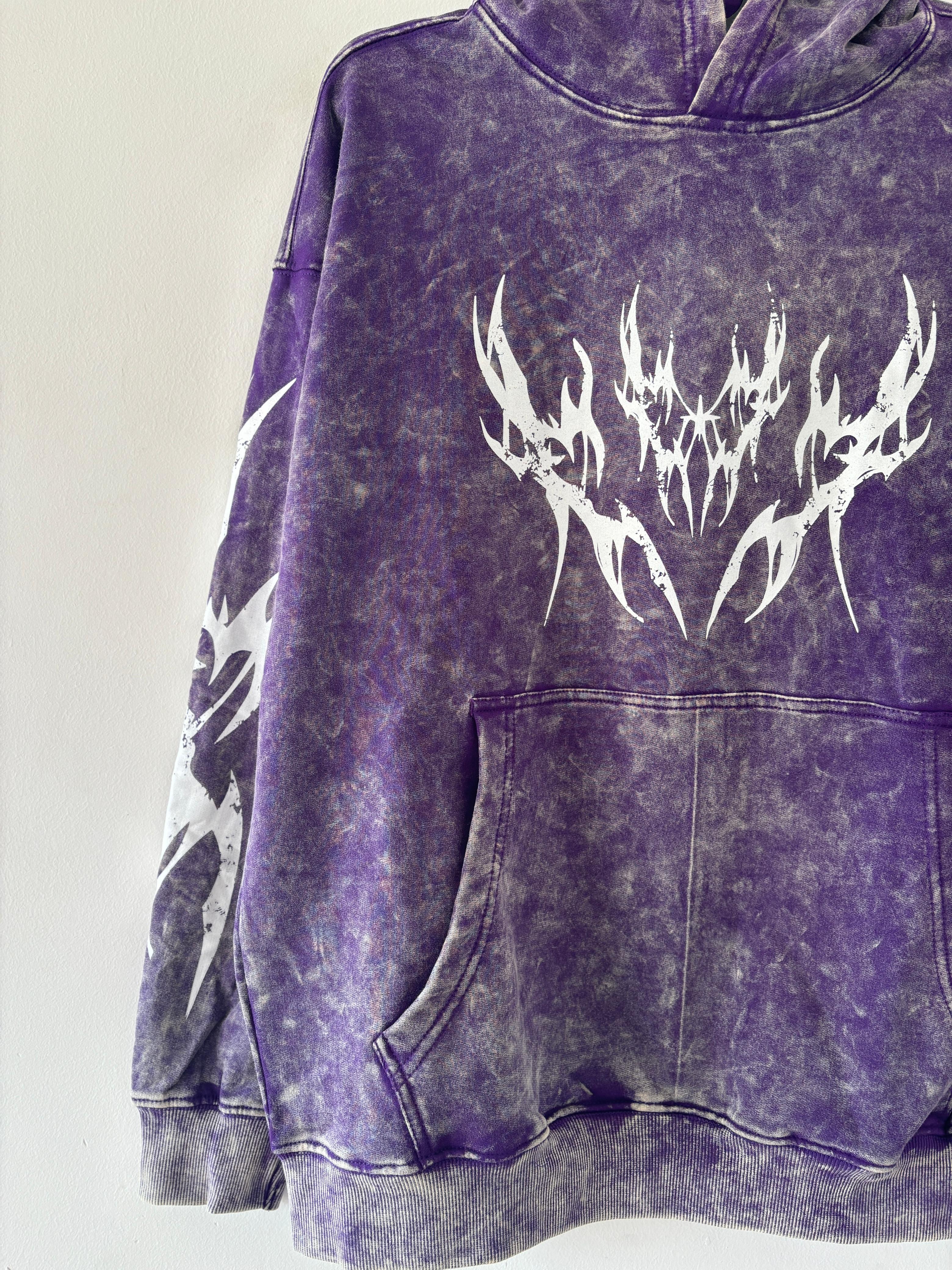 Purple acid-wash hoodie