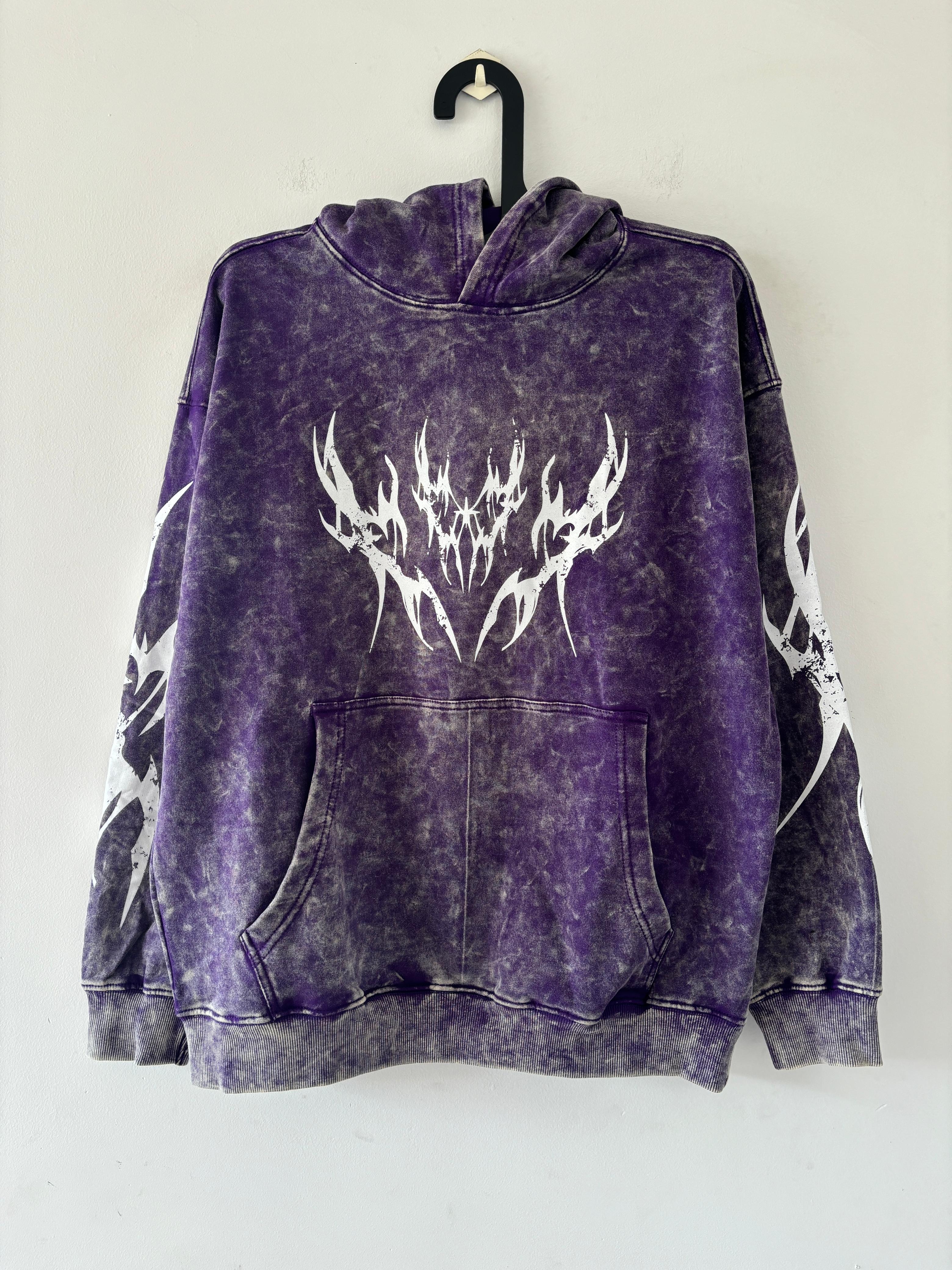 Purple acid-wash hoodie