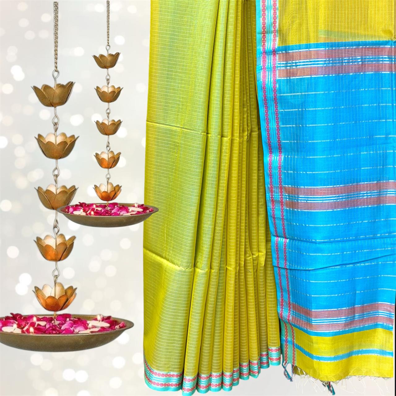 Maheshwari Phool Kinar Border Saree #7