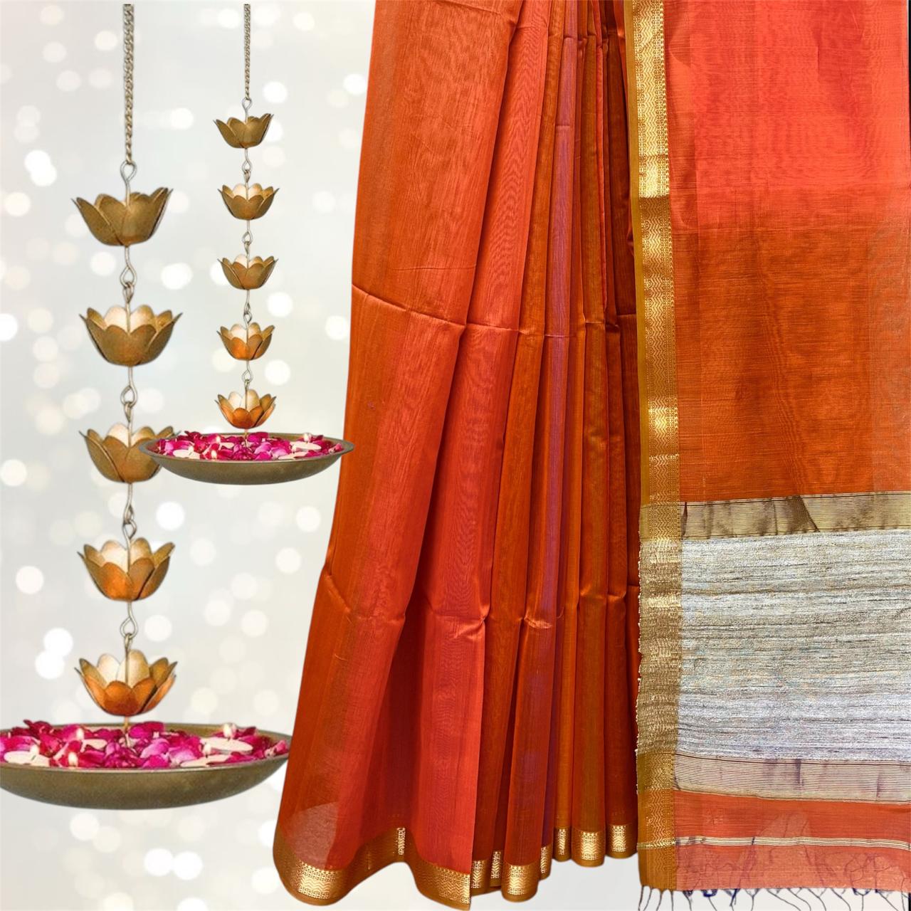 Maheshwari Silk Dual Tone Kosa Pallu Saree #8
