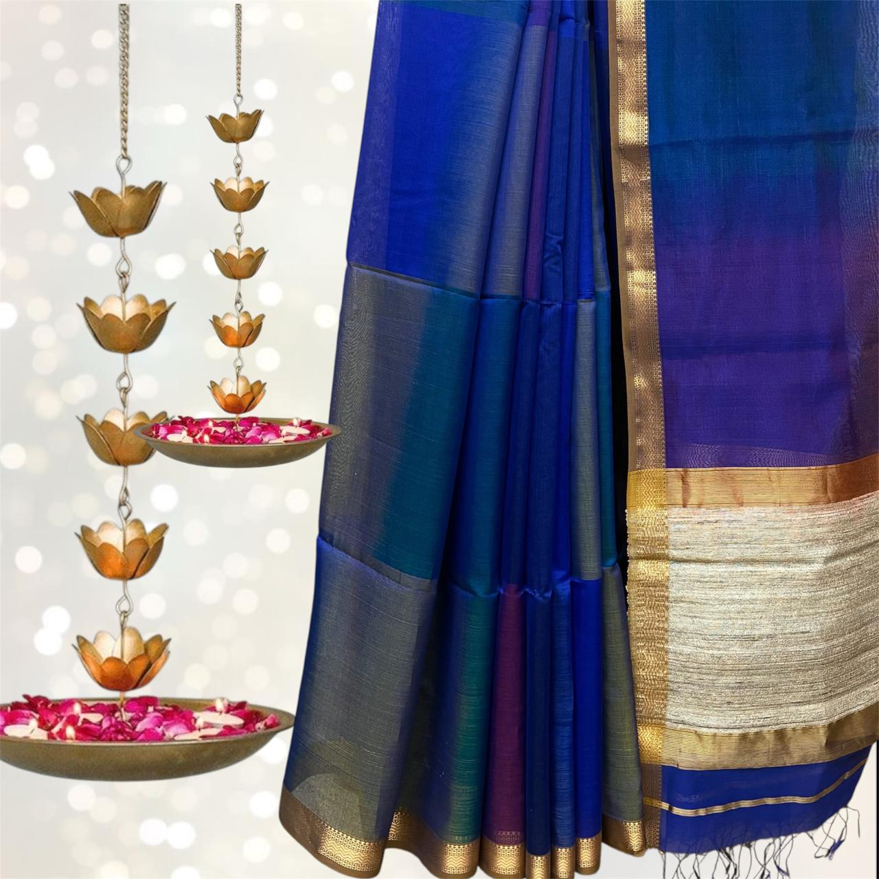 Maheshwari Silk Dual Tone Kosa Pallu Saree #9