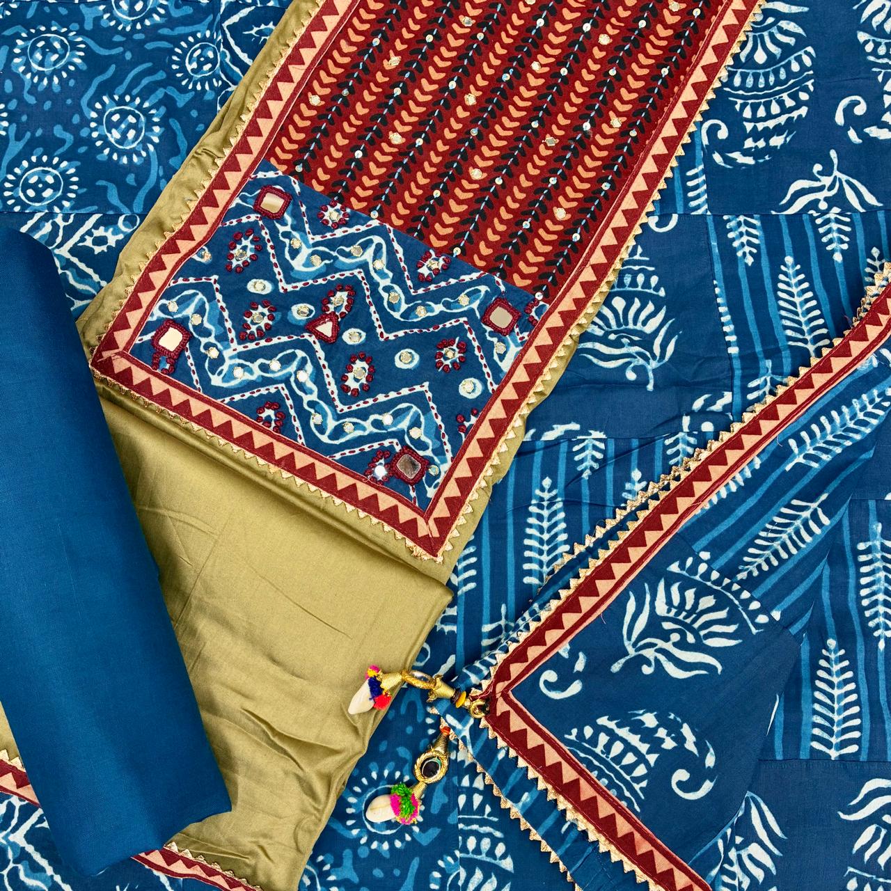Glaze Cotton Gurjari Patch work Suit Set #1