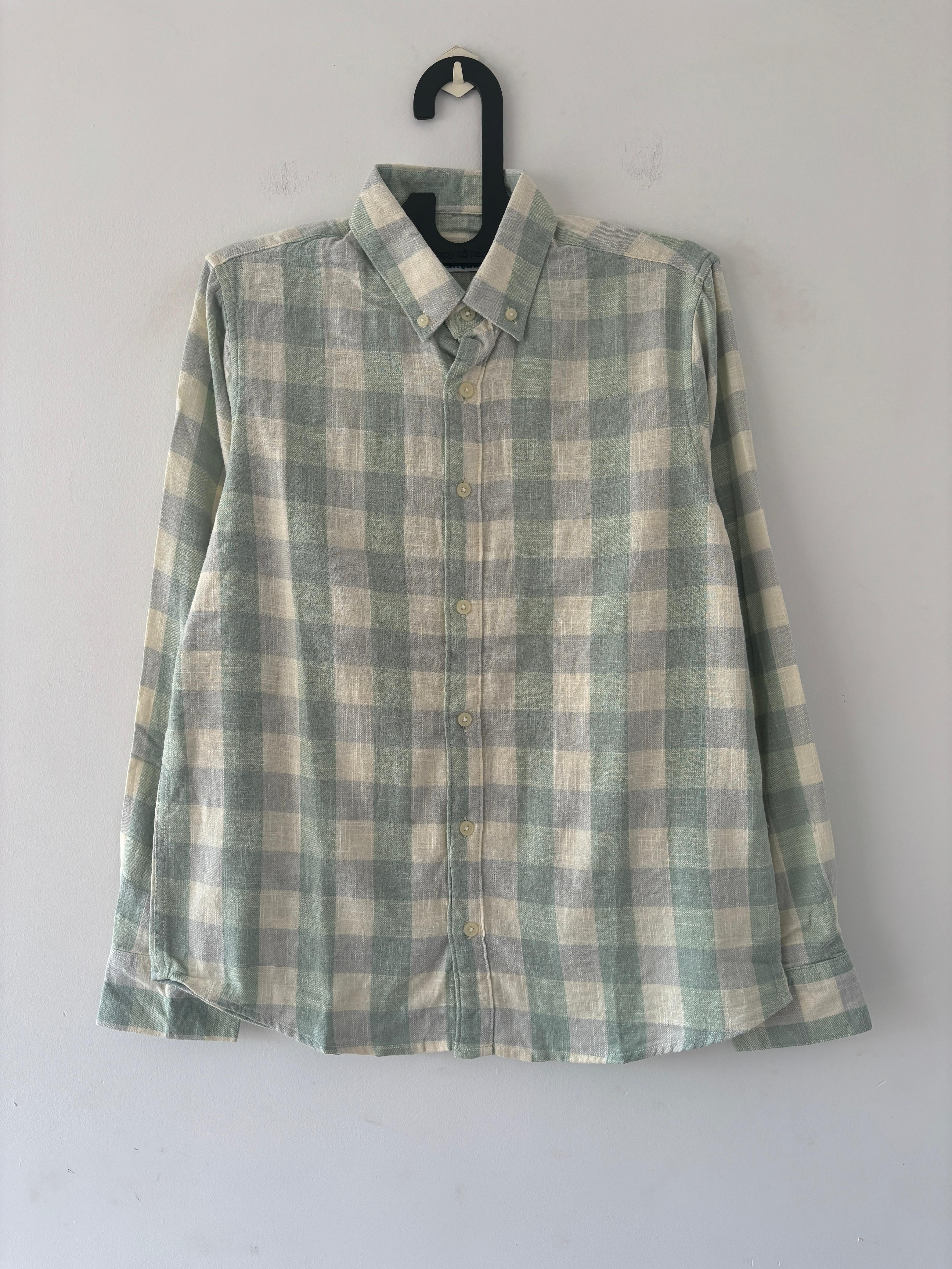 Seafoam & off-white Flannels shirt