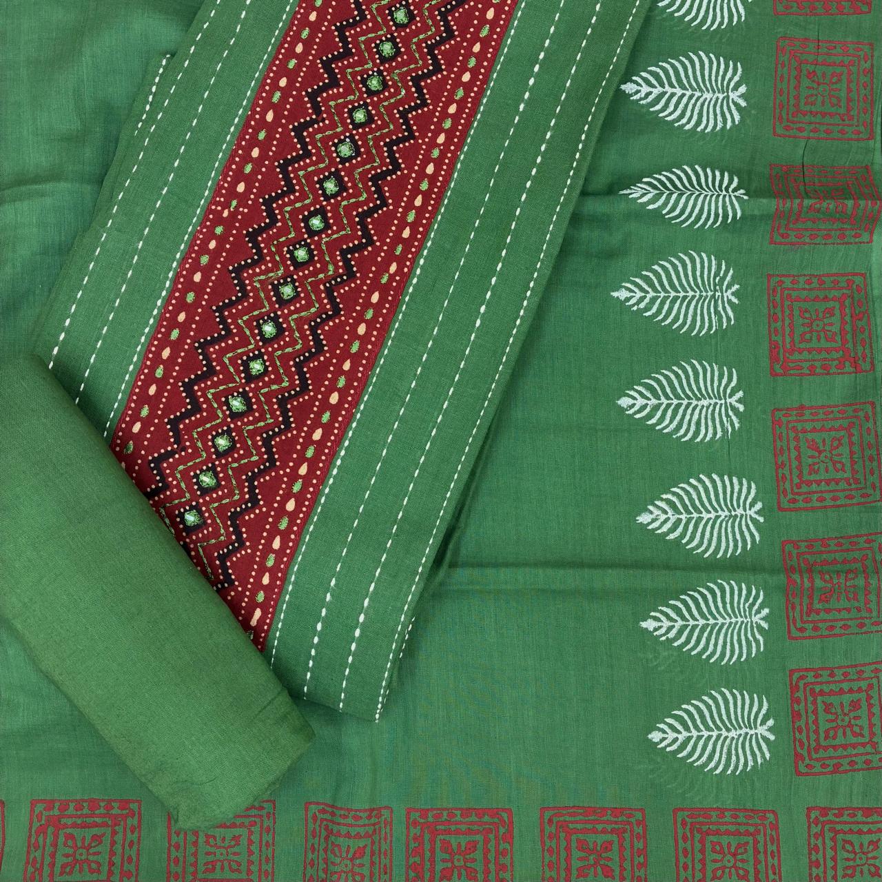 Kantha Cotton Neck Patch Cotton Dupatta Suit Set #2
