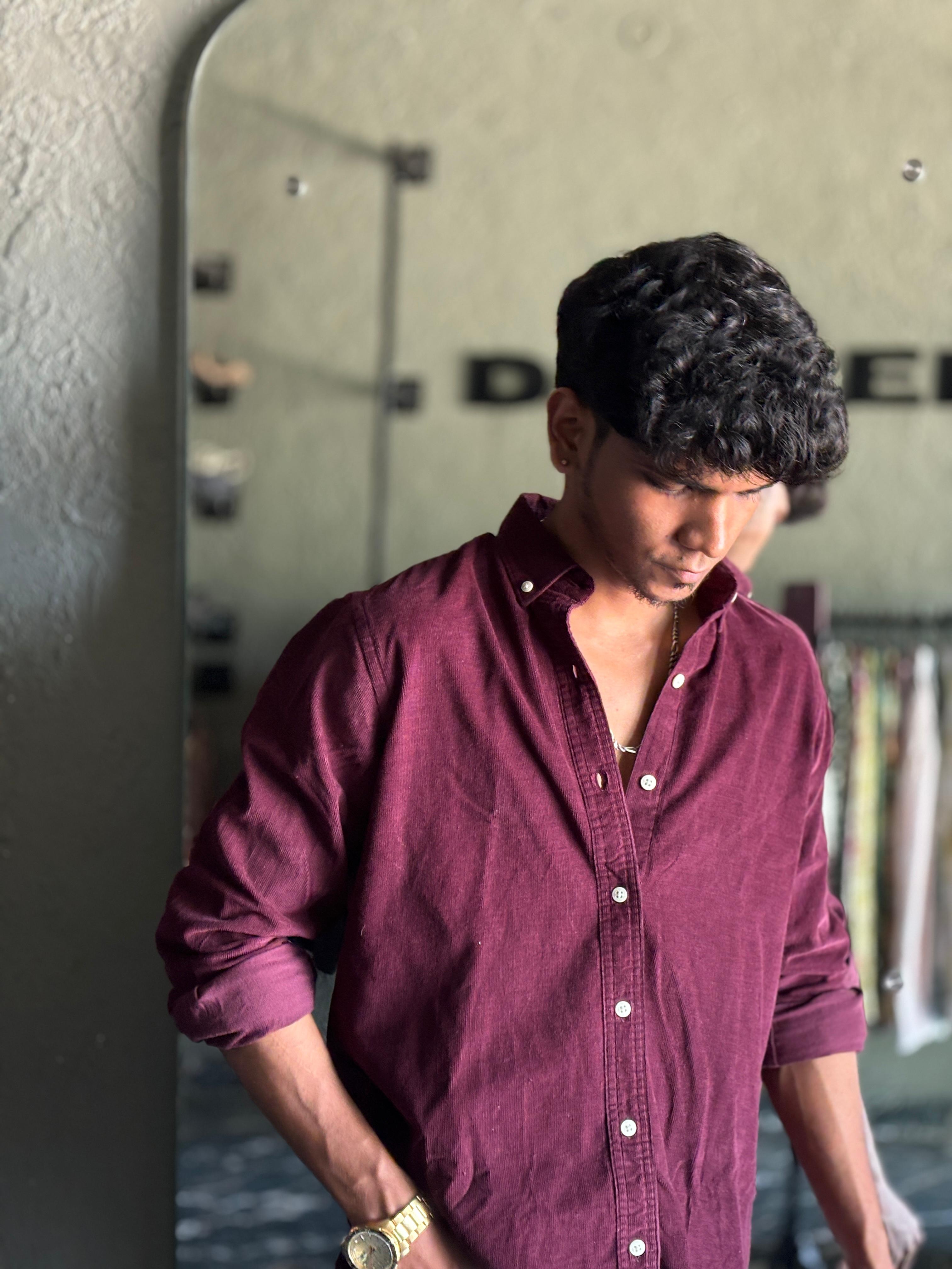 Maroon corduroy shirt