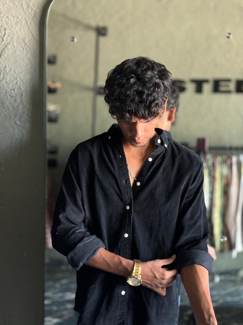Black corduroy shirt