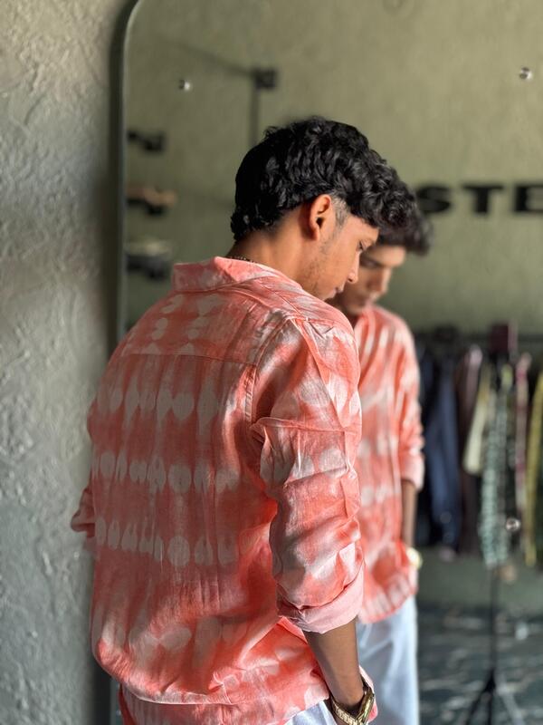 Peach Tie-Dye printed shirt