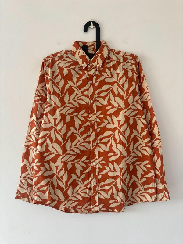 Rust leafy printed shirt