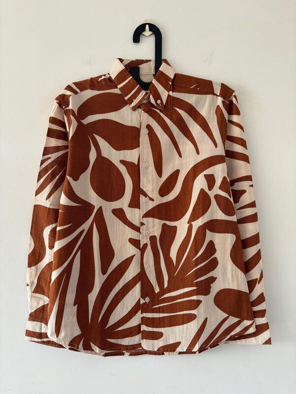 Beige & rust tropical printed shirt