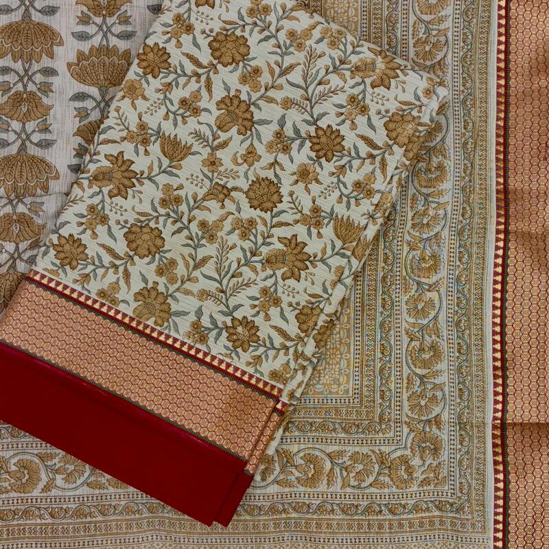 Cotton Resahm Border Cotton Dupatta Suit Set #2