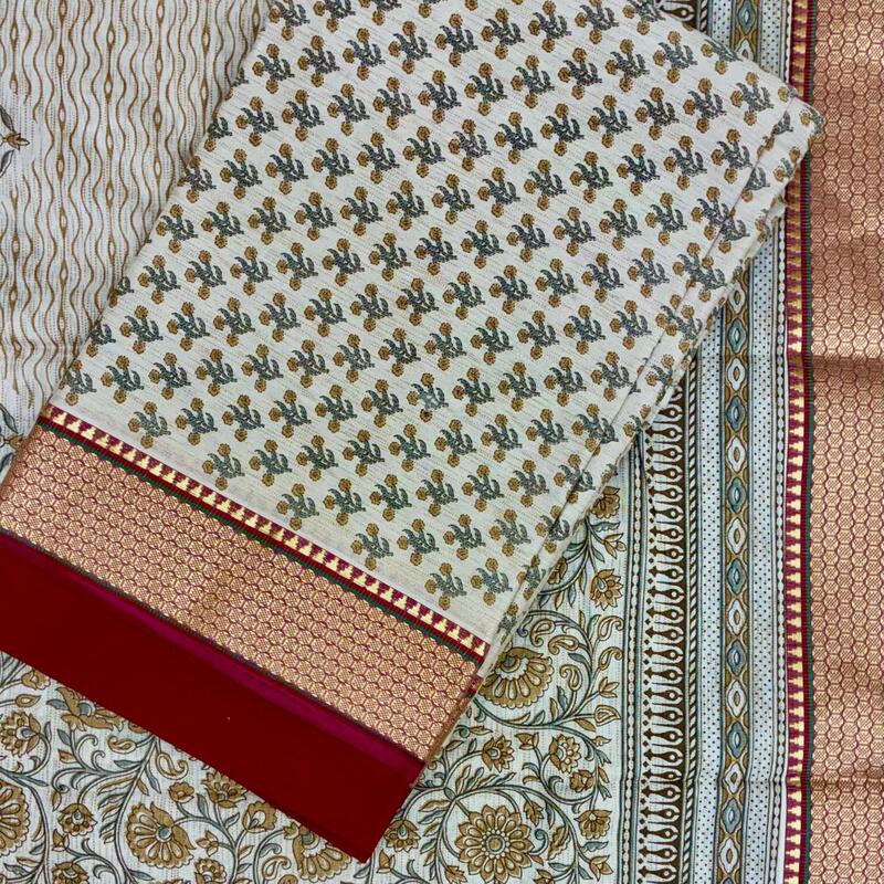 Cotton Resahm Border Cotton Dupatta Suit Set #4