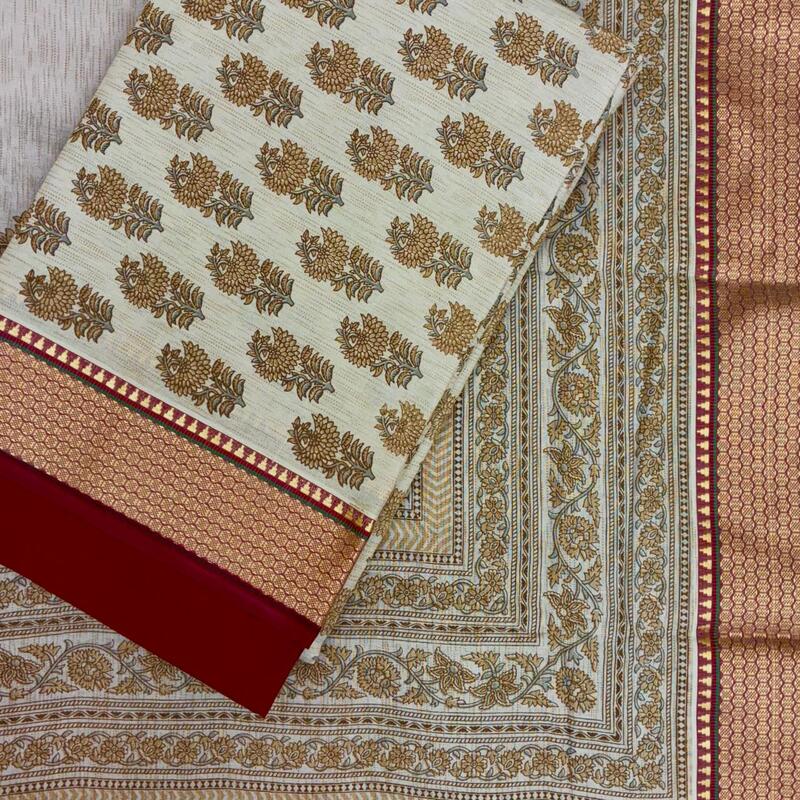 Cotton Resahm Border Cotton Dupatta Suit Set #1