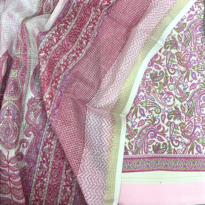 Pastel Cotton Block Printed Kota Dupatta Suit Set #8