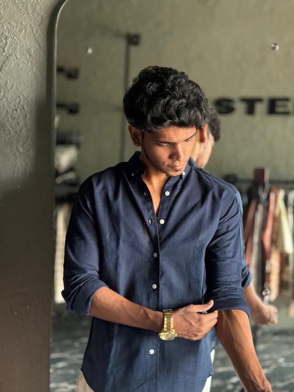 Navy blue linen shirts