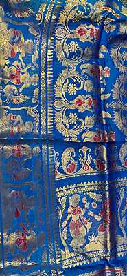 All over work Royal blue Swarnachari with golden colour zari All over work Royal blue Swarnachari with golden colour zari