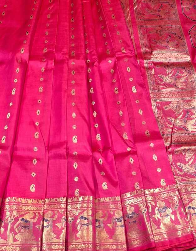Figure motif 2000 buta Swarnachari Colour Rani pink