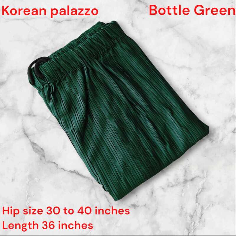 KOREAN PALAZZO-BOTTLE GREEN