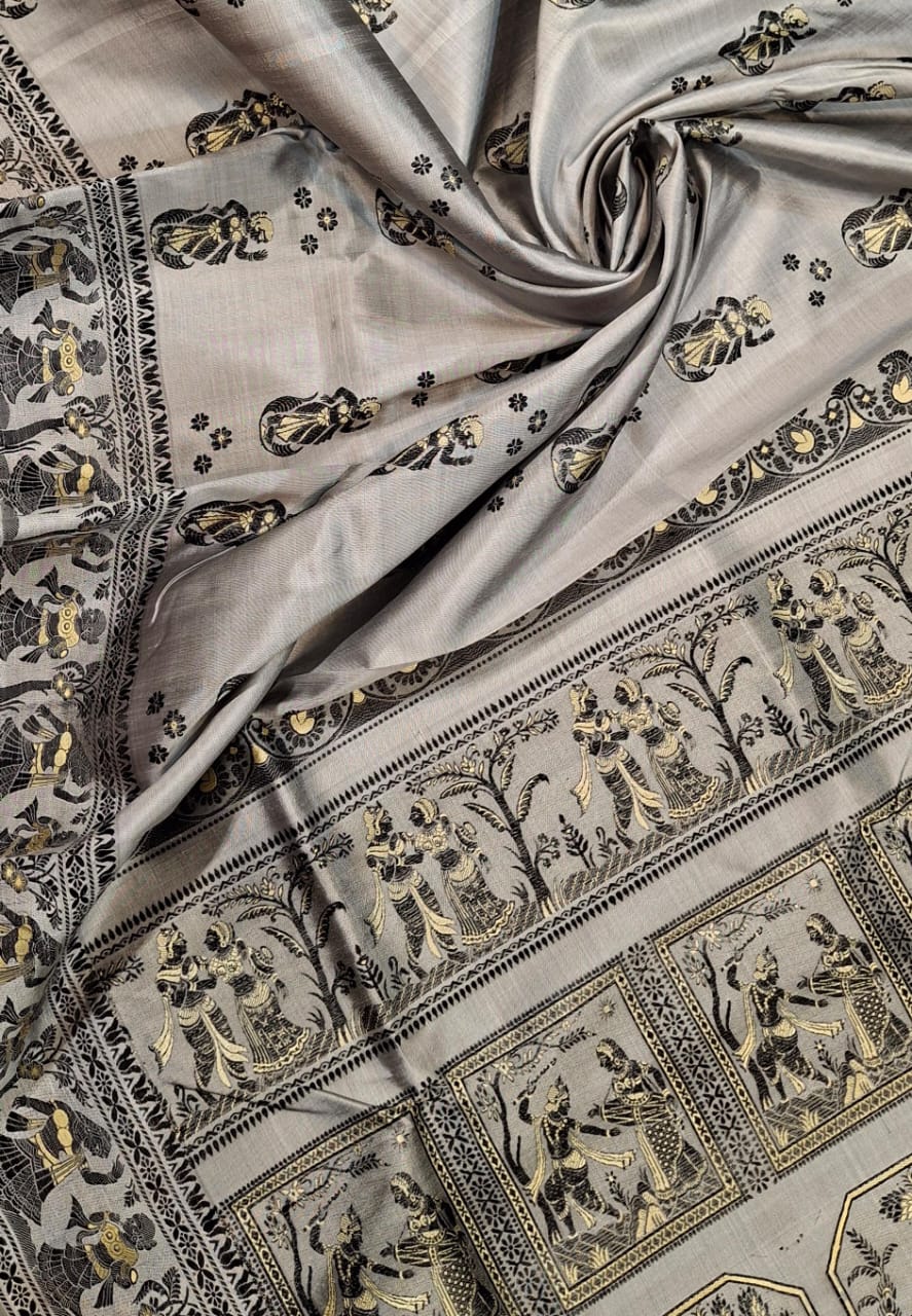 Figure motif Baluchari Color Grey Figure motif Baluchari Color Grey