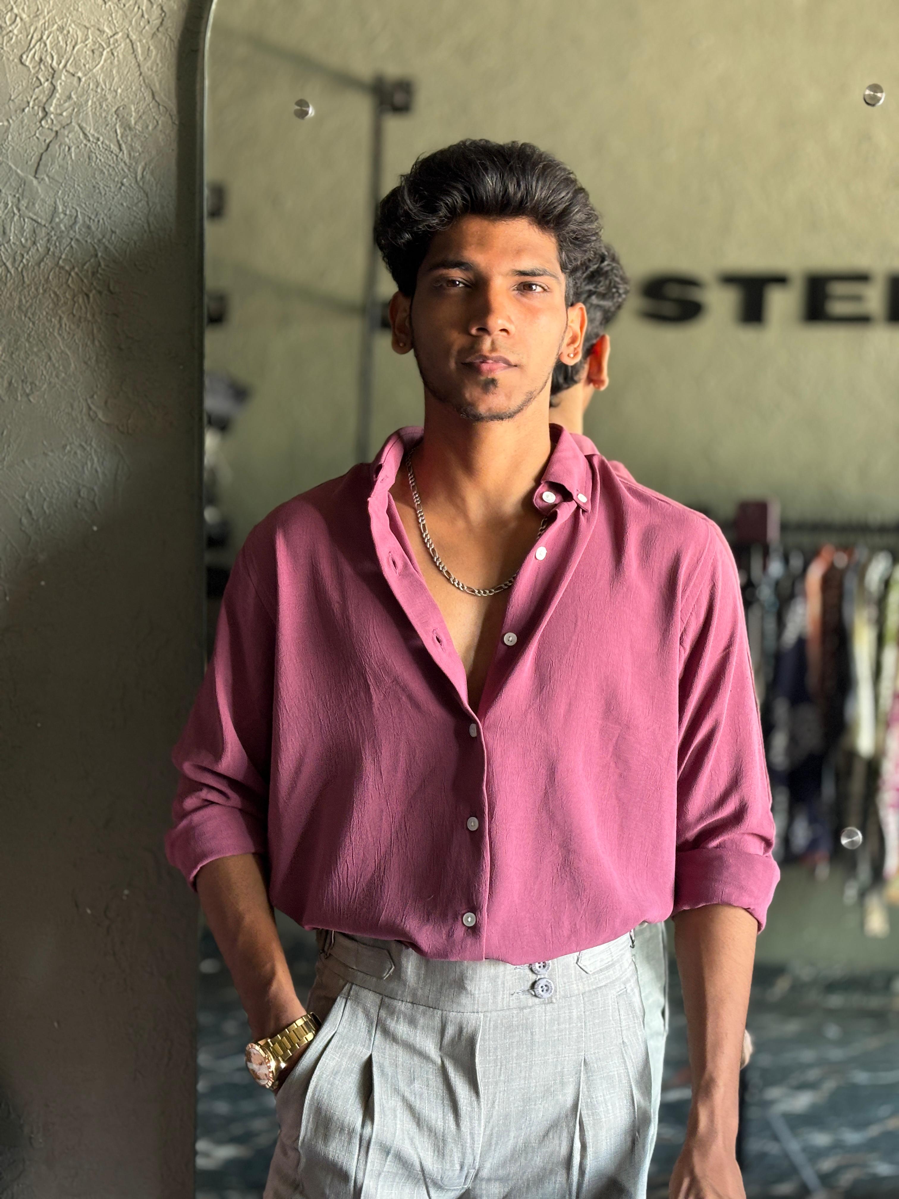 Rosewood maroon crushed shirt