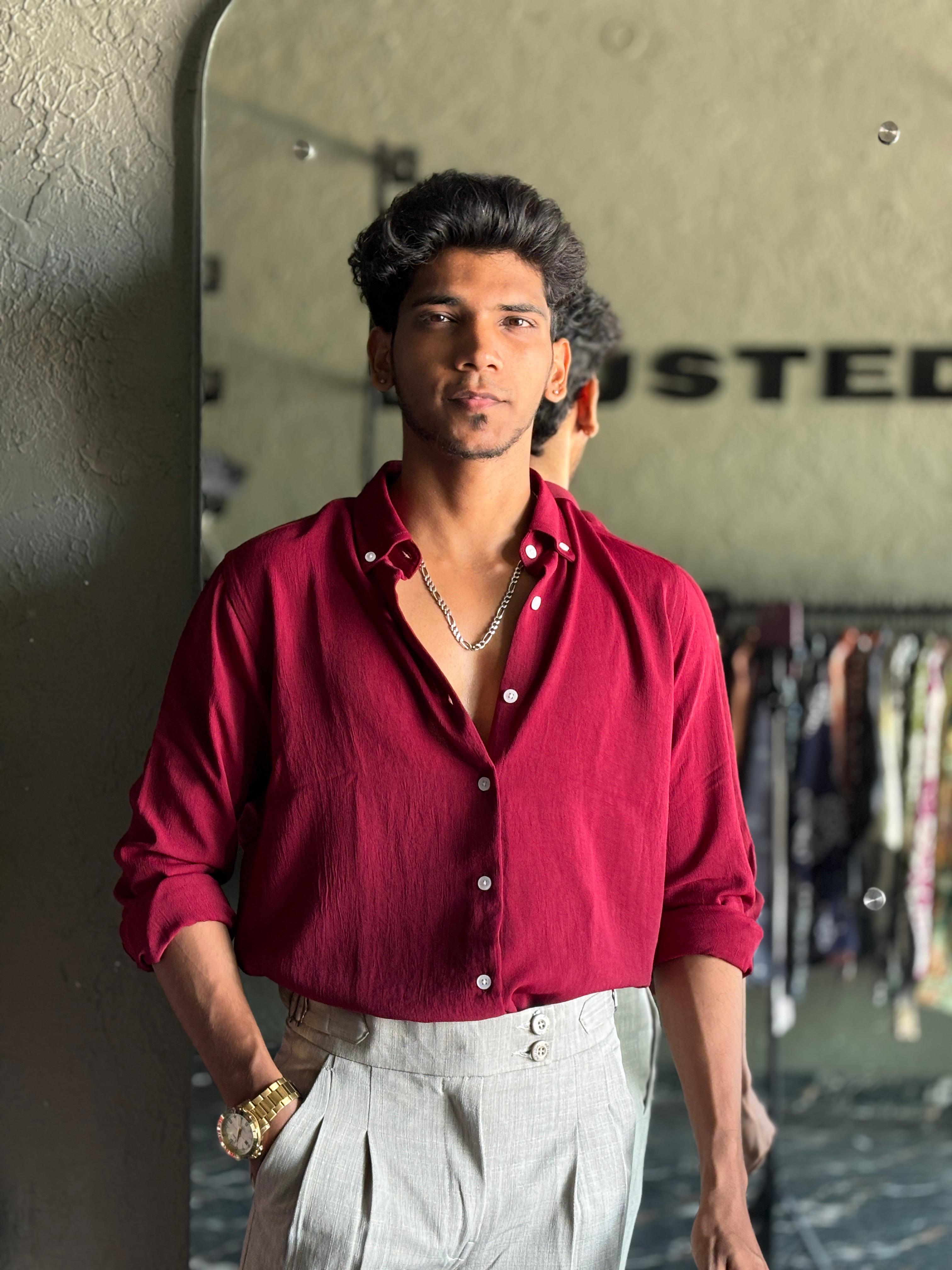 Cherry red crushed shirt