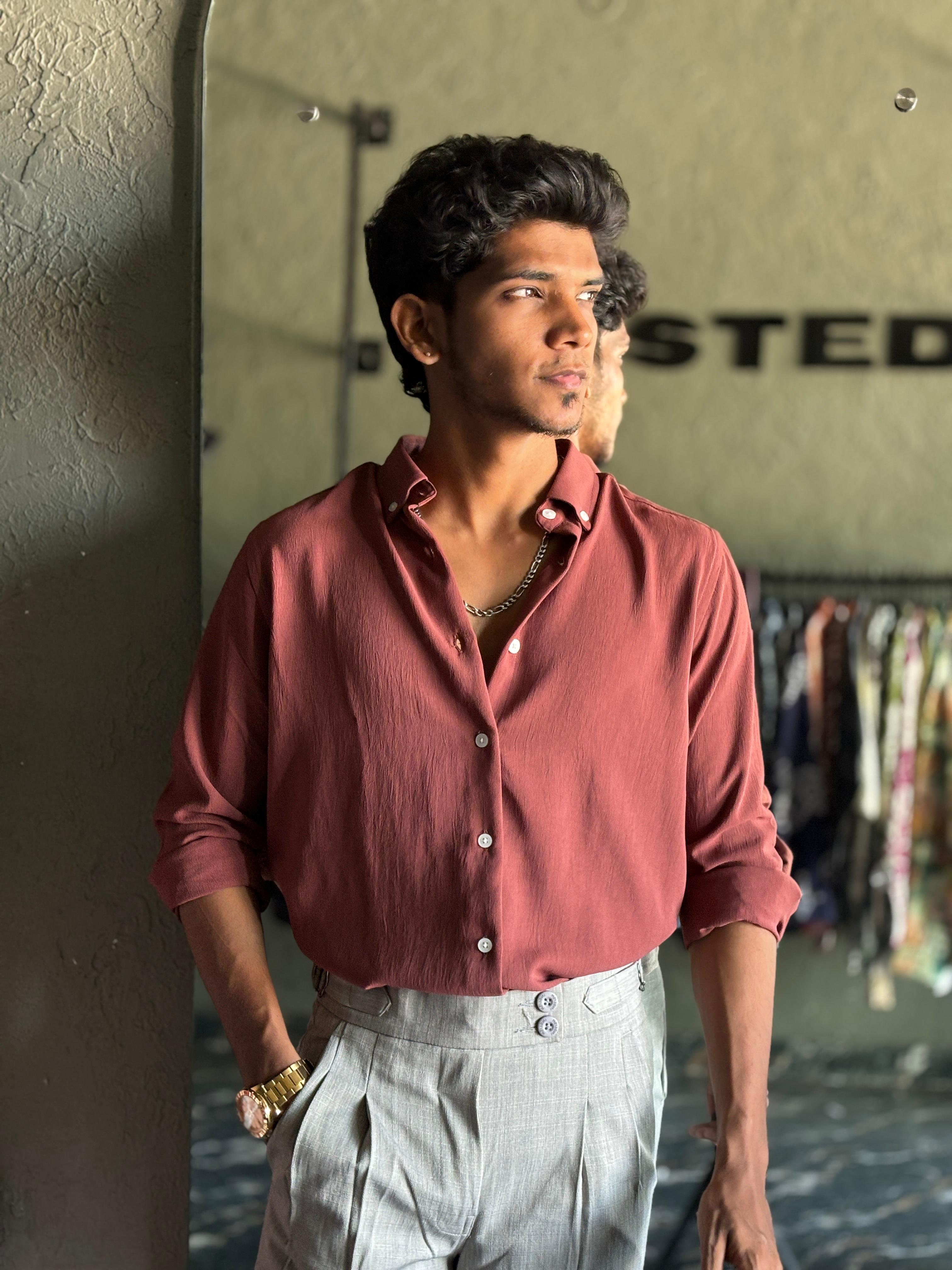 Rust crushed shirt