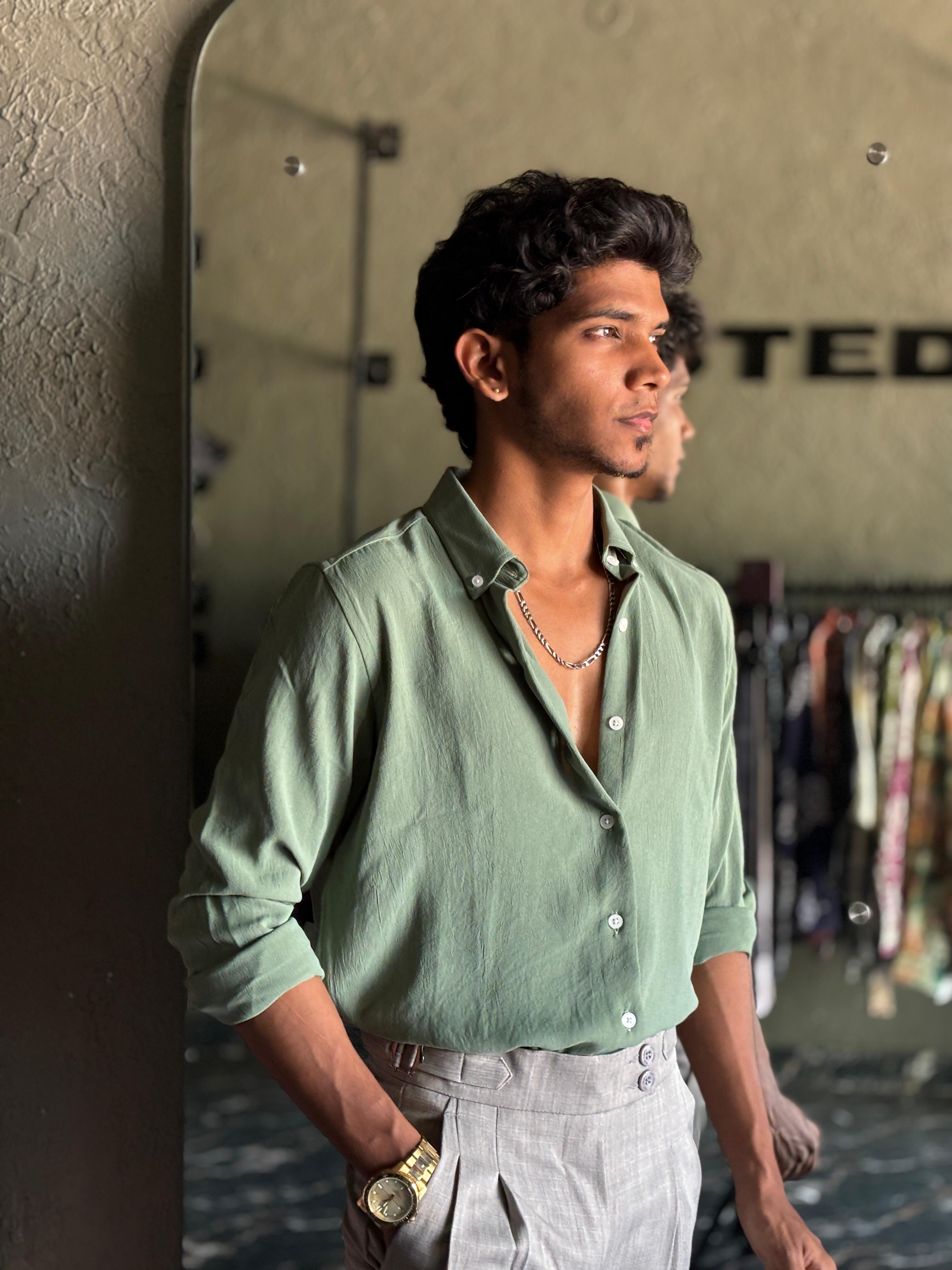 Sage green crushed shirt