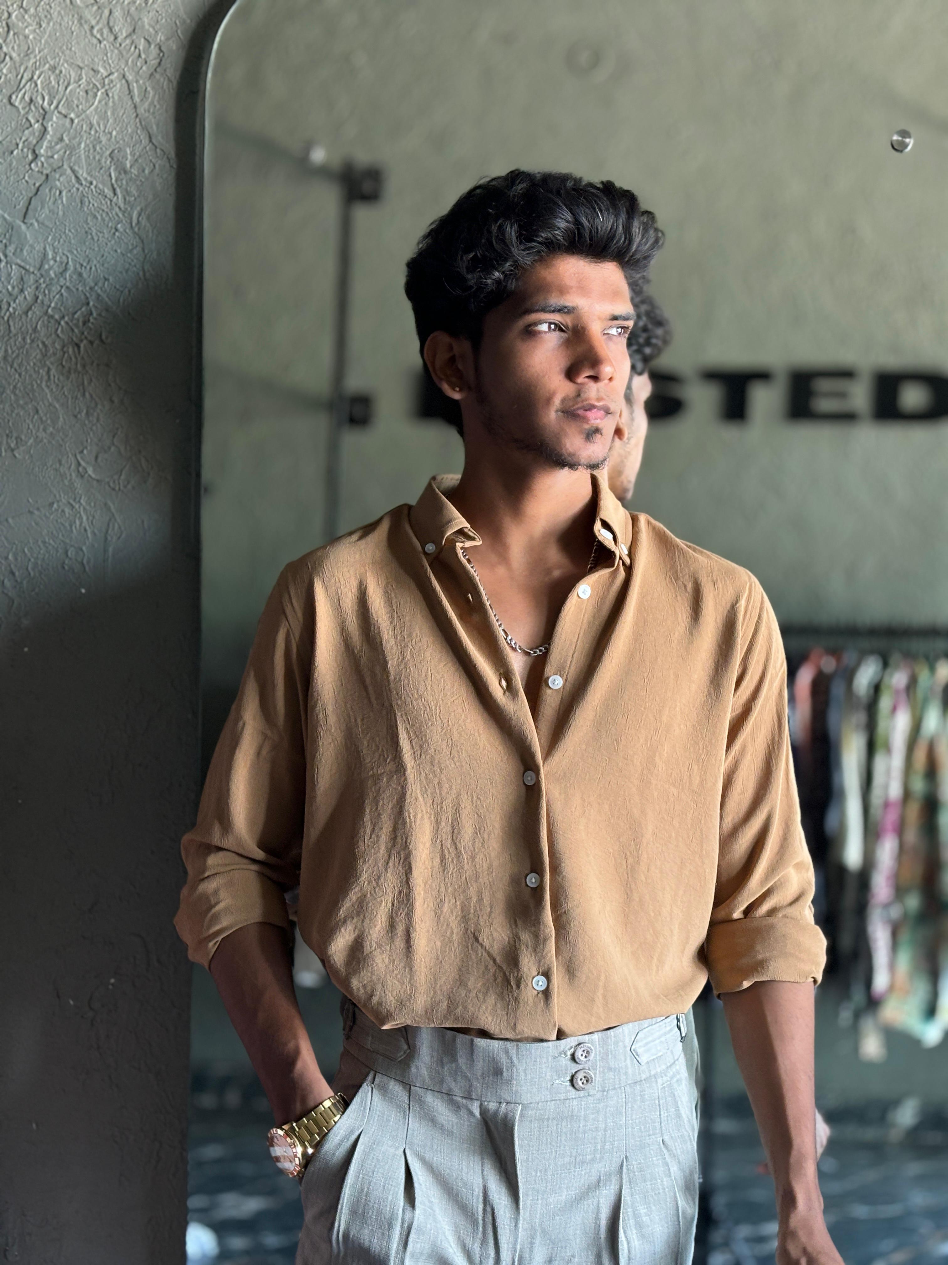 Camel beige crushed shirt