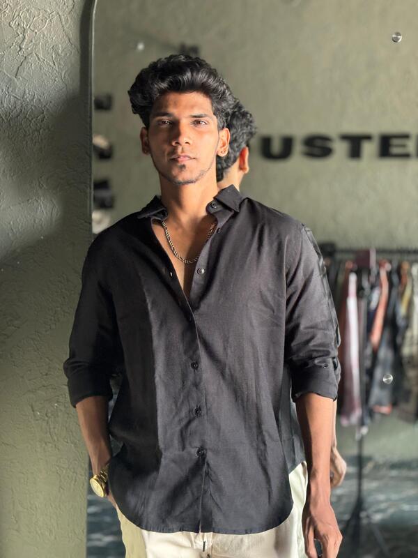 Black linen shirt
