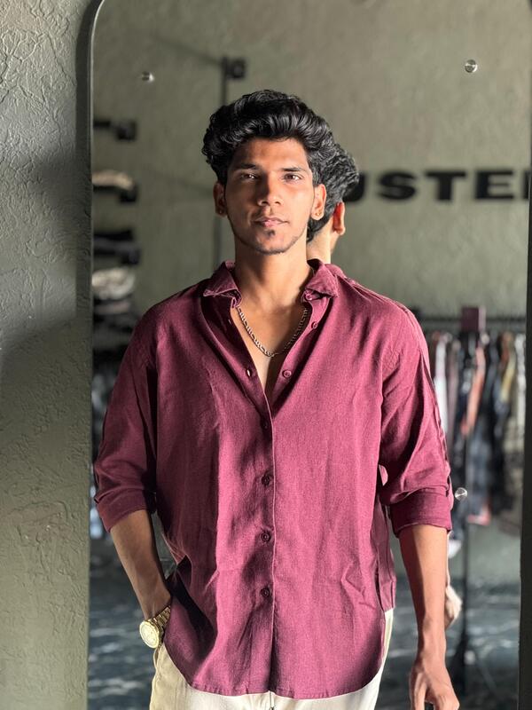 Maroon linen shirt